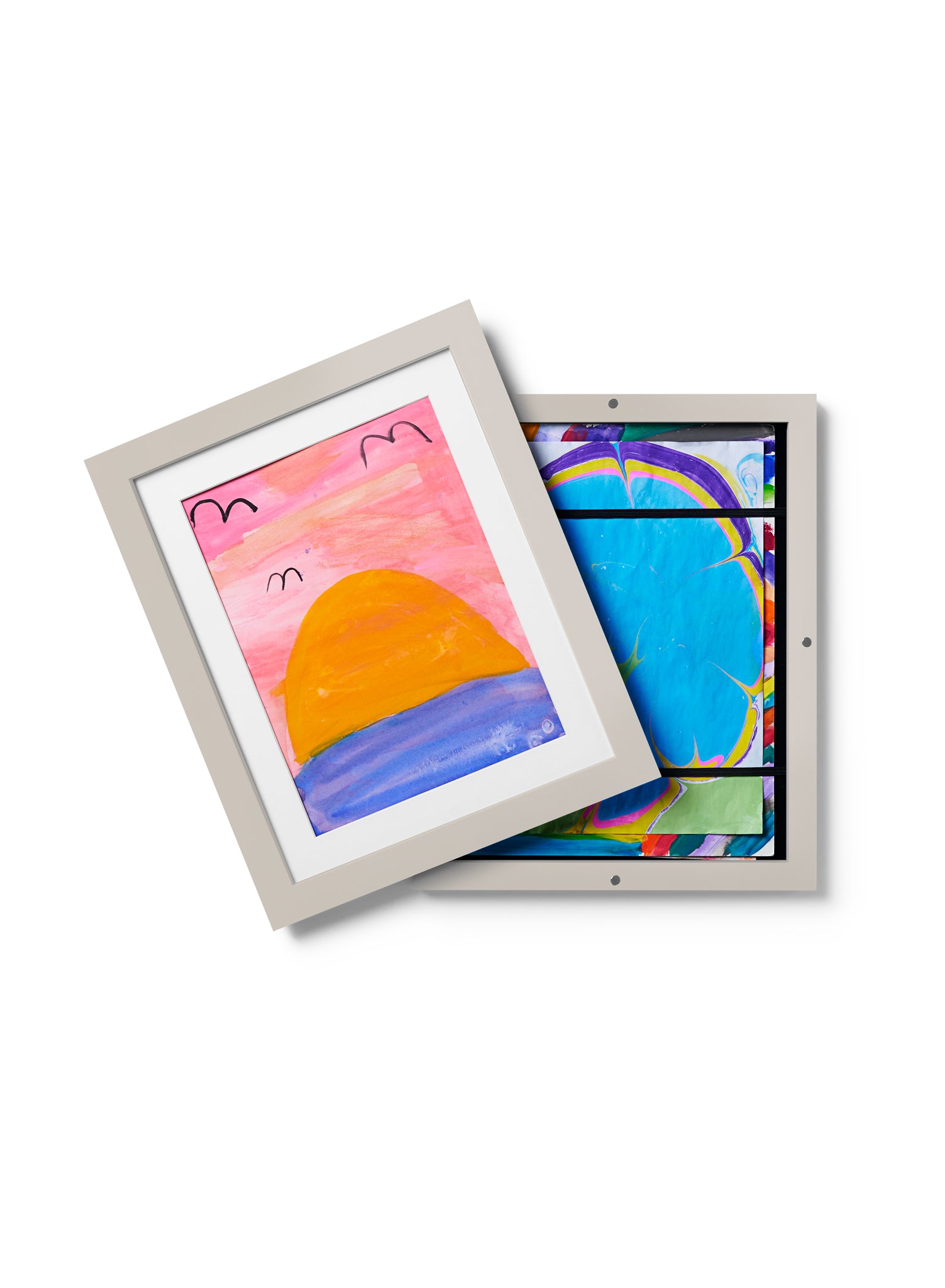Kids Art Frame in Grey Solid Wood, 8.5x11 Inches (22x28 cm) - Perfect for Displaying Children's Drawings, School Projects & Nursery Decor