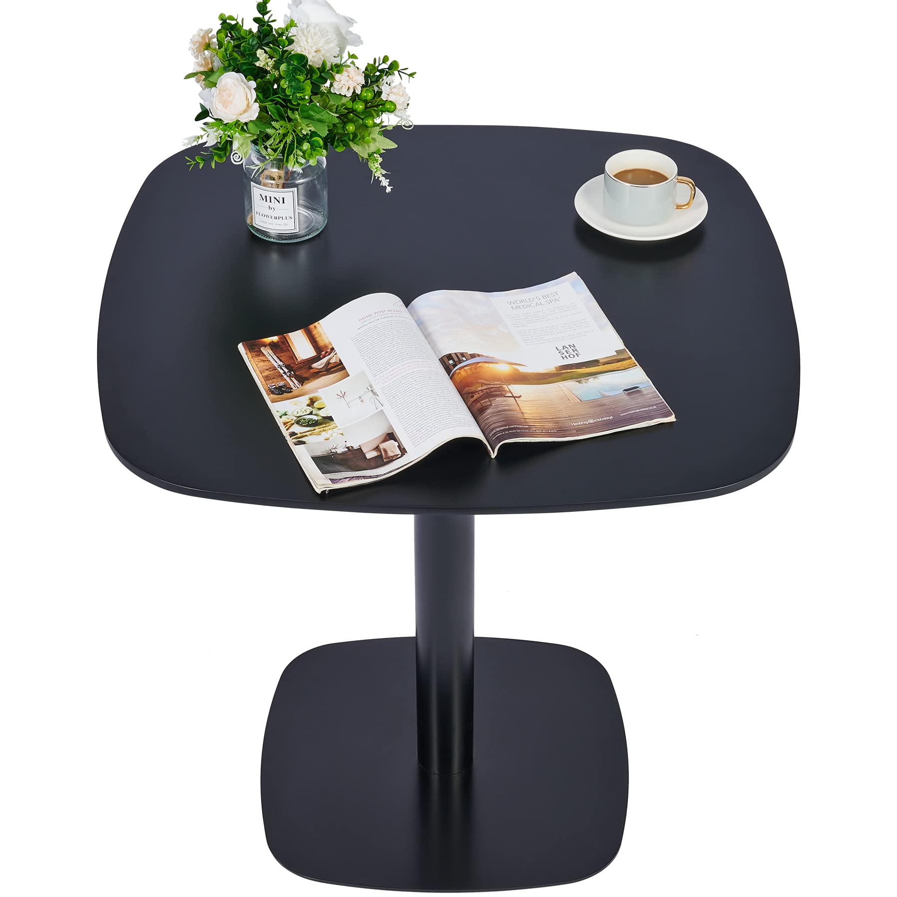 VONLUCE 32 Inch Square Modern Dining Table - MDF Top & Steel Base Mid Century Tulip Table for Kitchen, Dining Room, Living Room - 220lb Capacity Black - Perfect for Small Spaces, Breakfast Nooks & Apartment Dining