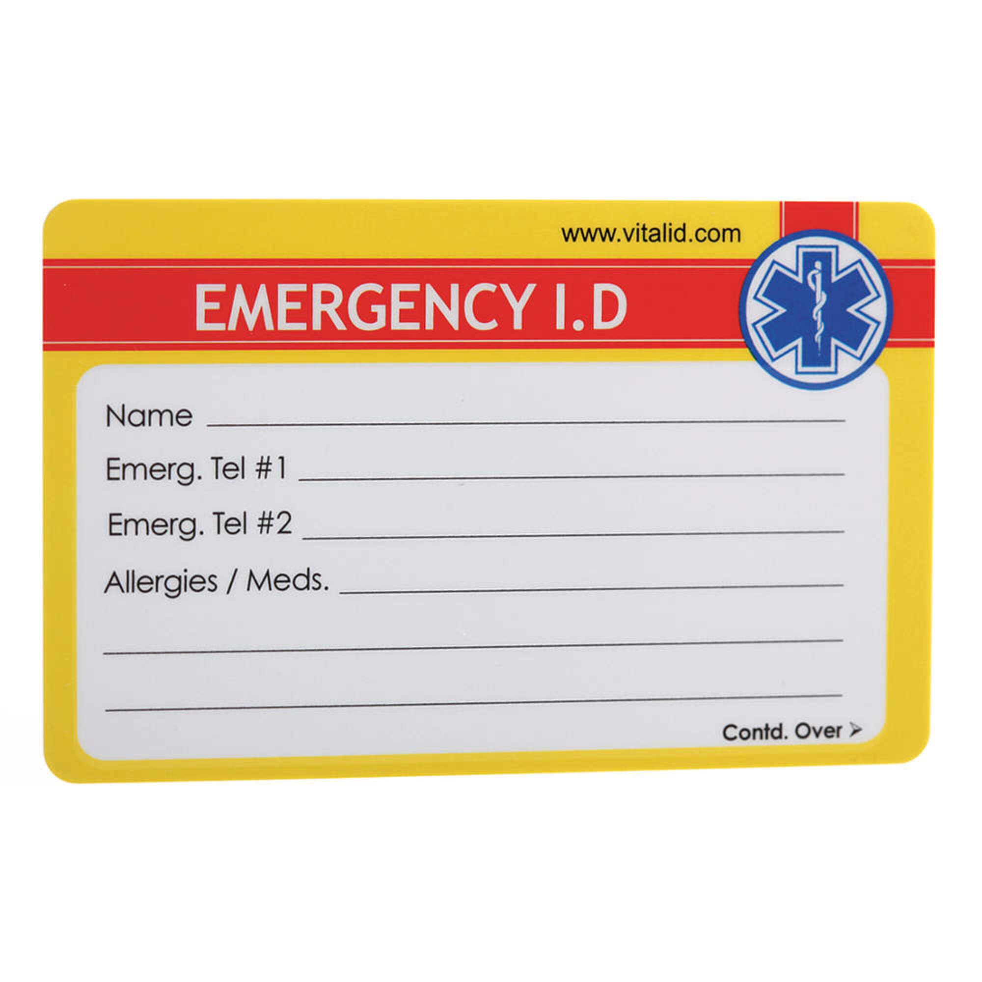 VITAL ID Emergency Wallet ID Card - 2.1x3.4 Inch Plastic Identification Cards (200 Pack) - First Responder Medical Alert ID for Wallet, Travel, Work Safety & Emergency Situations