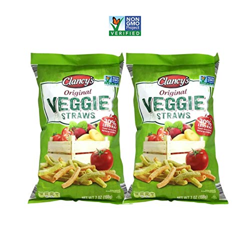 Clancy's Original Non-GMO Veggie Straws Snacks - 2 Pack (7 oz) | Healthy Baked Vegetable Chips | Perfect for School Lunches, Office Snacks & Party Platters