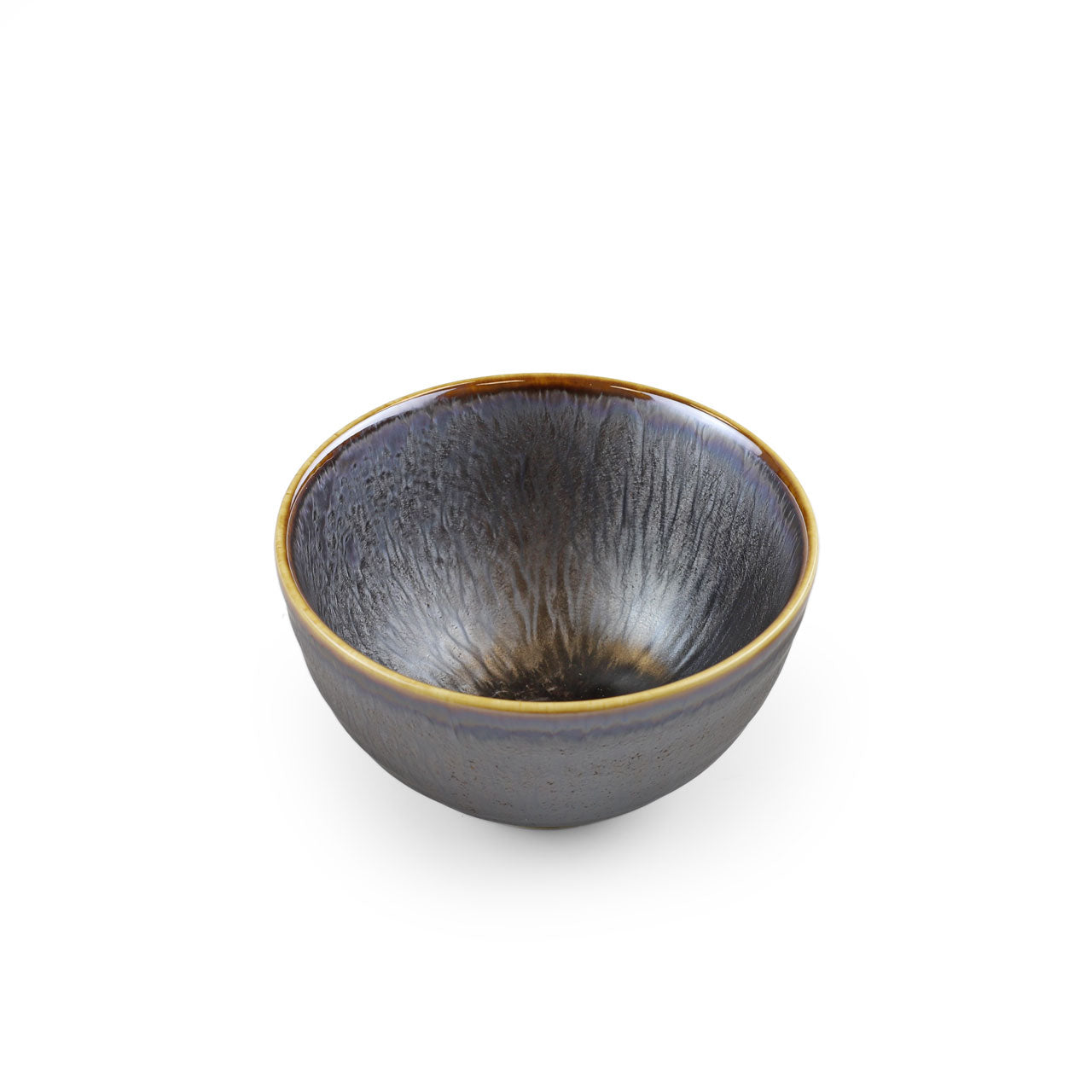 Premium Metallic Black Glazed Rice Bowl Chawan - 12 fl oz, 4.5