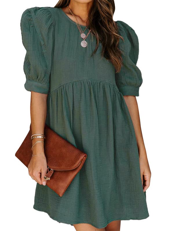 Dokotoo Women's Summer Spring V-Neck Ruffle Chiffon Dress - Elegant Empire Waist Mini Swing Skater Dress for Casual Wear, Party, Date Night & Vacation Outfits