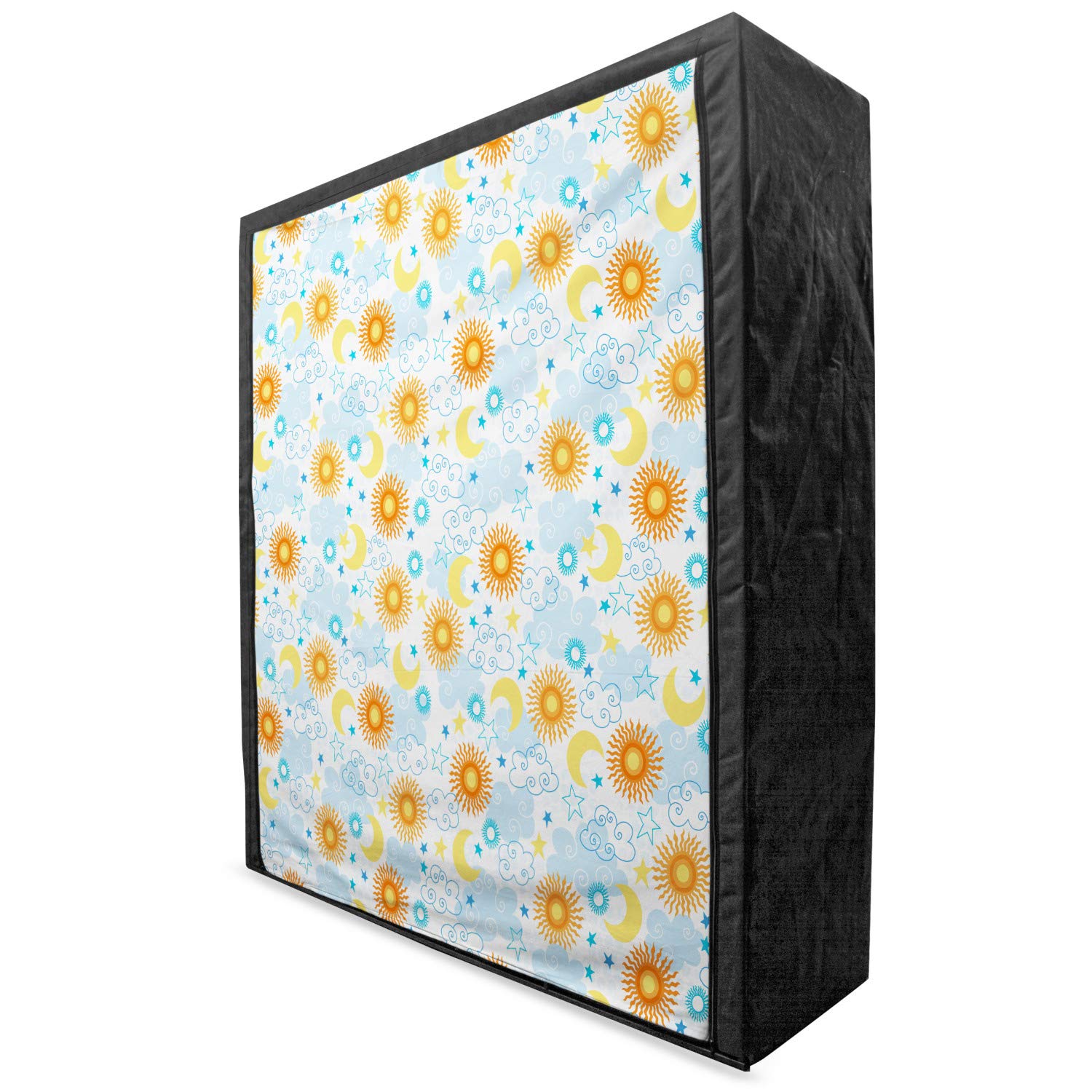 Ambesonne Space Themed Portable Fabric Wardrobe - Celestial Sky Design with Clouds, Suns, Stars & Moons - 59