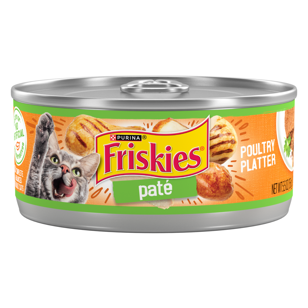 Friskies Pate Poultry Platter Canned Cat Food - Grain Free Wet Cat Food with Real Chicken & Turkey - Perfect for Adult Cats & Kittens - Great for Mealtime, Travel & Emergency Pet Food Supply