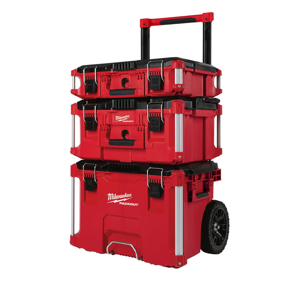 Milwaukee Packout 3-Piece Tool Storage Set - Durable Stackable Organizer for Construction, DIY & Job Site Use