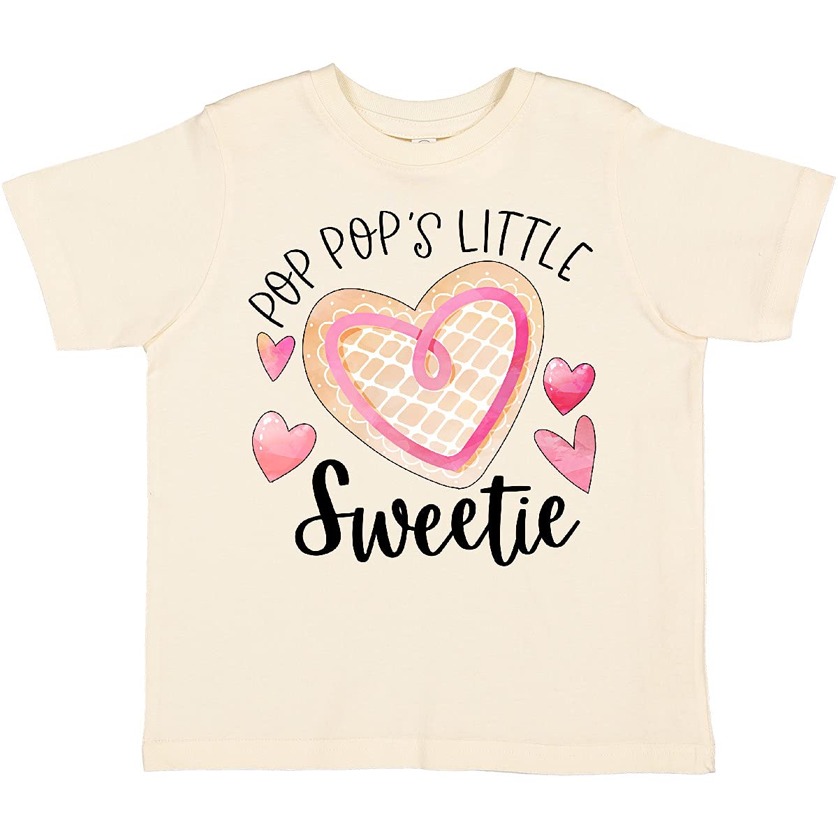 Inktastic Pop Pop's Little Sweetie Pink Heart Cookie Toddler T-Shirt - Cute Baby Girl Outfit for Grandparents Day, Family Photos & Casual Wear