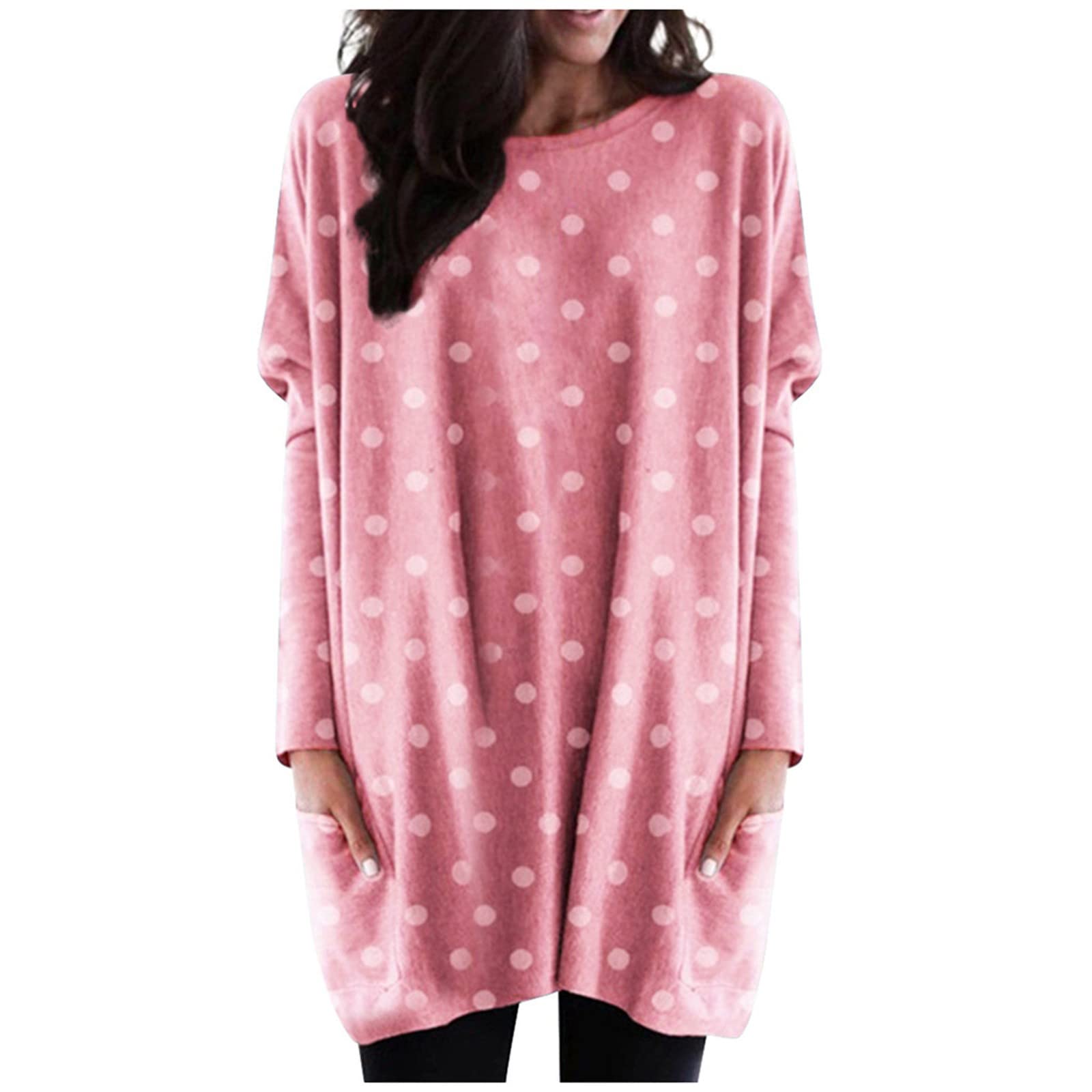 Women's Long Sleeve Casual Shirts - Round Neck Batwing Sleeve Blouse for Everyday Wear | Perfect for Office, Dating & Weekend Outfits