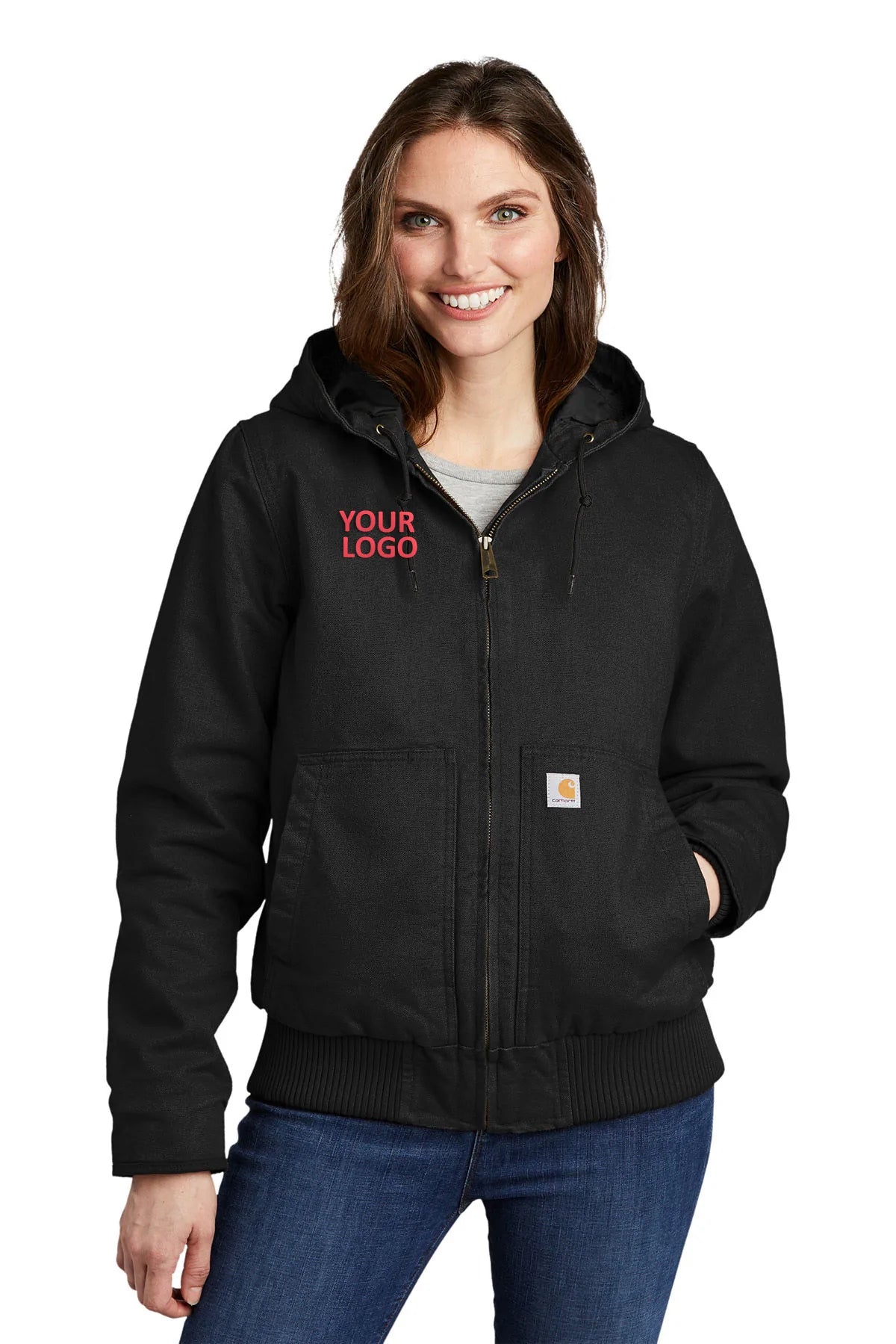 Carhartt Women's Washed Duck Custom Jacket - Black | Durable Workwear for Outdoor Activities, Construction & Farming