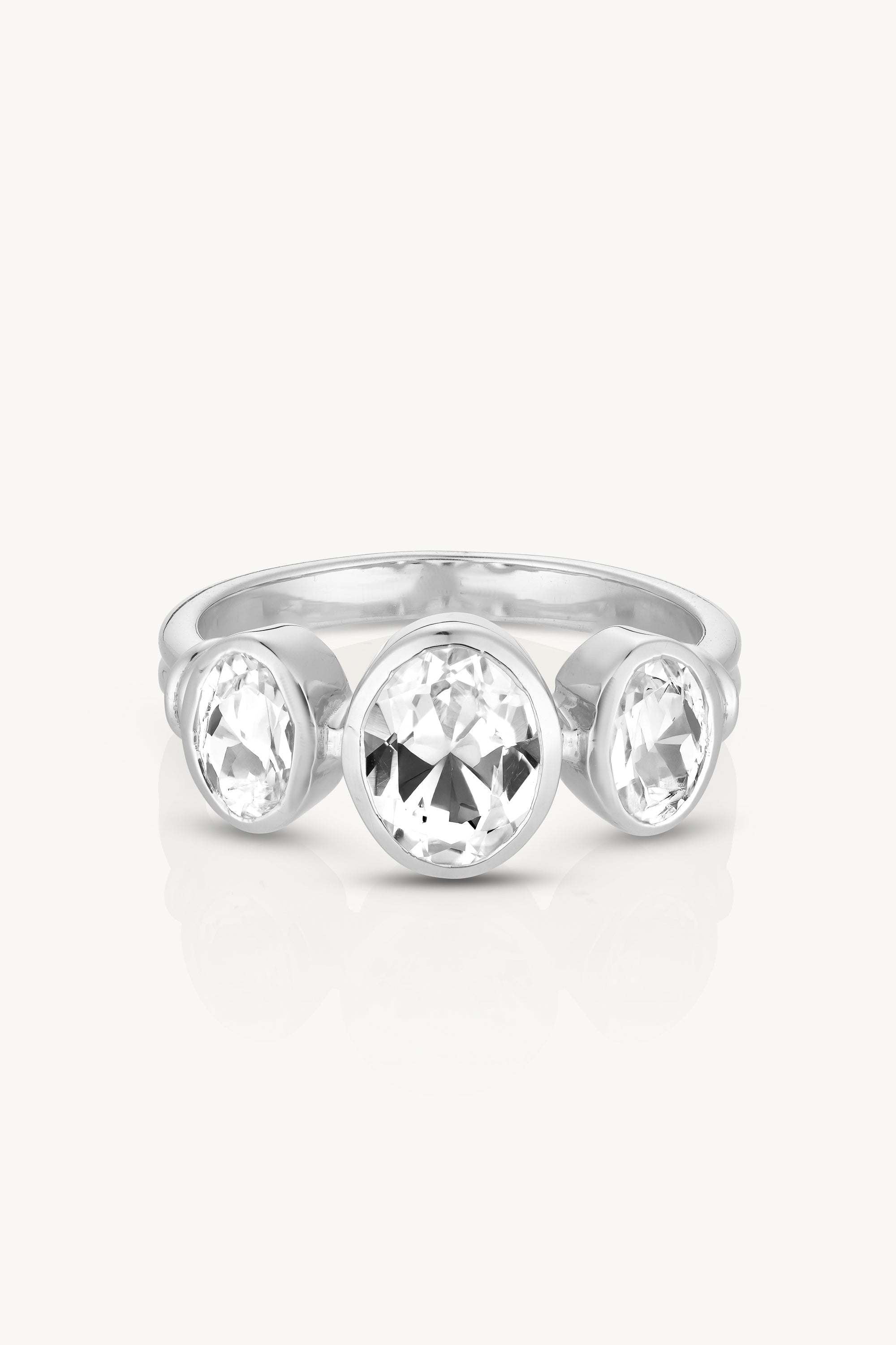 Trinity White Topaz Silver Ring for Women - Elegant Sterling Silver Jewelry for Engagement, Wedding & Everyday Wear