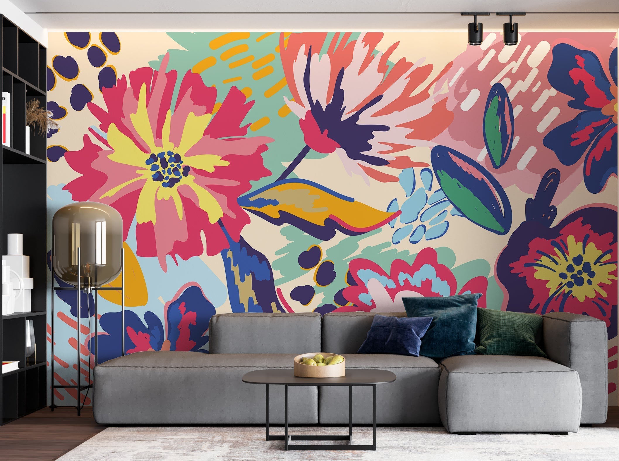 Bright Blossom Flowers Wallpaper Mural - Vibrant Floral Peel & Stick Wall Decor for Living Room, Bedroom, Nursery | Easy to Install & Removable