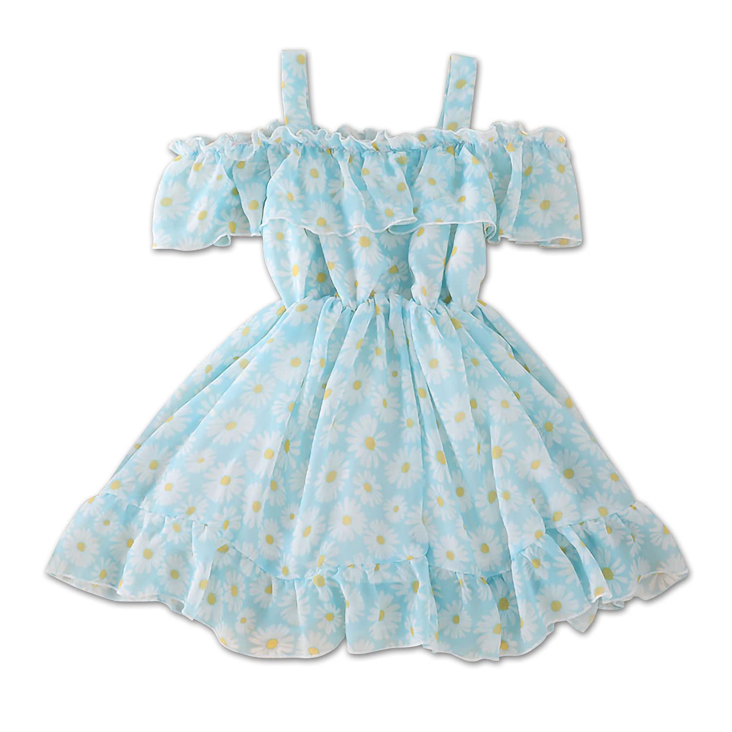 KuKitty Summer Toddler Baby Girls Floral Chiffon Princess Tutu Dress with Suspenders - Cute Sundress for Beach, Party & Photo Shoots