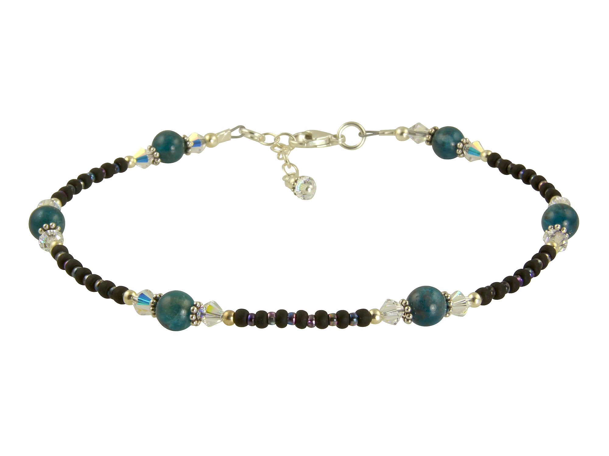 Blue Apatite Gemstone Beaded Anklet Bracelet - Natural Healing Crystal Jewelry for Women - Perfect for Yoga, Meditation & Boho Fashion