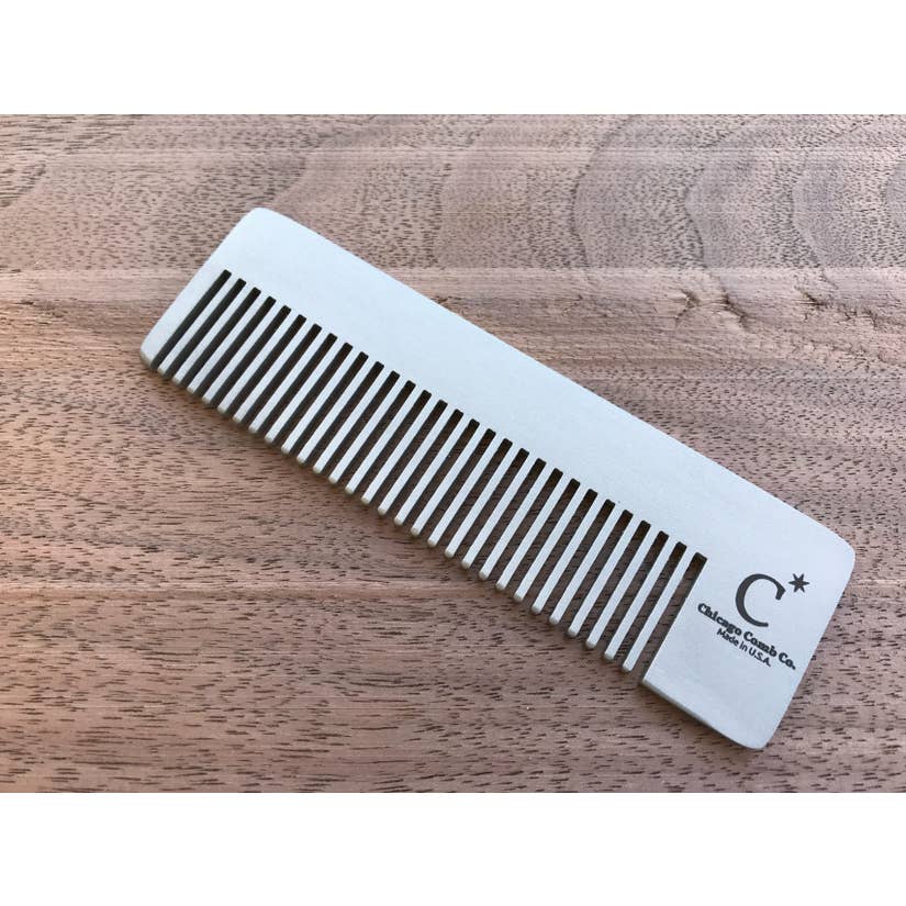 Chicago Comb Co. Model No.4 Stainless Steel Hair Comb - Durable & Anti-Static for Men & Women - Perfect for Styling, Travel & Barber Use