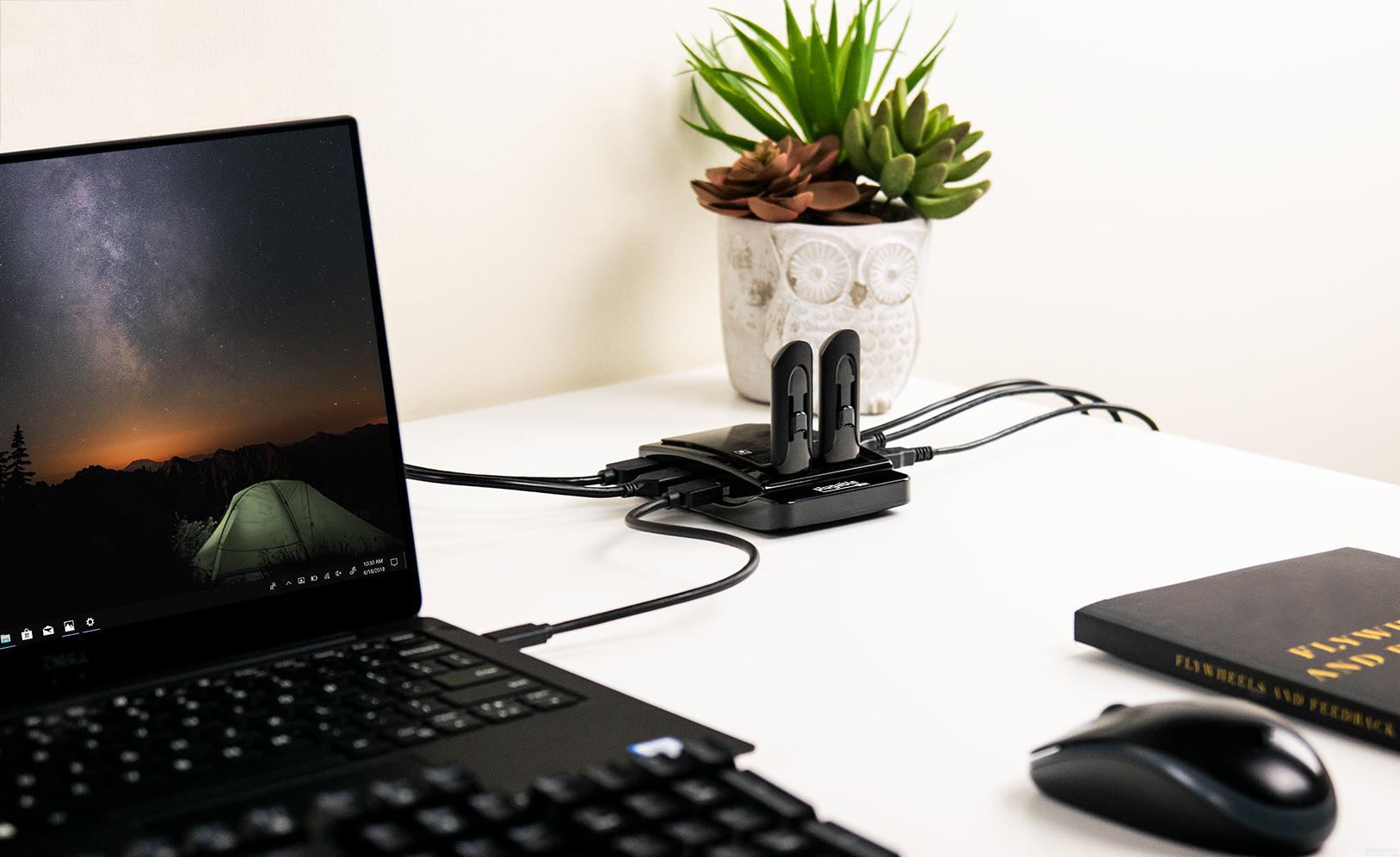 Plugable 7-Port USB 2.0 Hub with 15W Power Adapter - High-Speed Data Transfer for Laptop, PC, Mac - Perfect for Home Office, Gaming & Multi-Device Charging Station