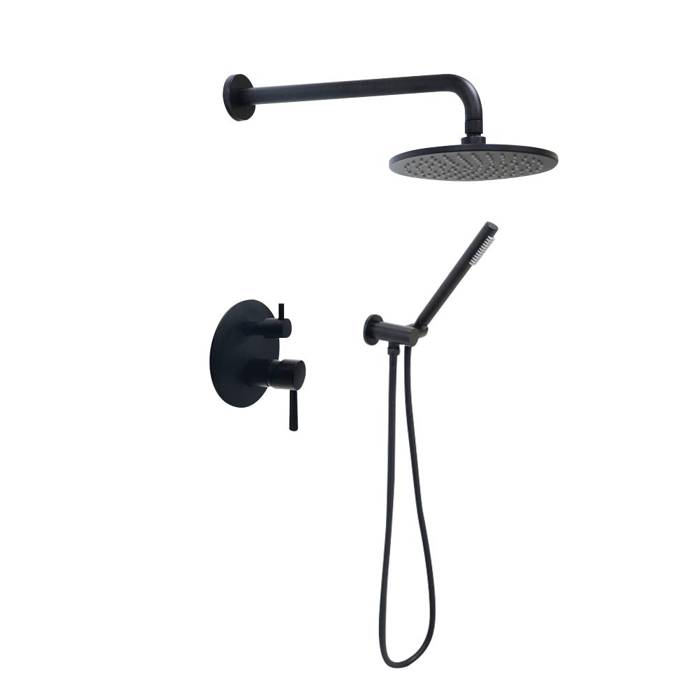 Oil Rubbed Bronze Shower System - Wall Mounted Bathroom Faucet Set with High Pressure 8 Inch Rain Shower Head & Handheld Spray | Perfect for Modern Home, Spa-Like Experience, Water Saving & Luxury Bathroom Upgrade