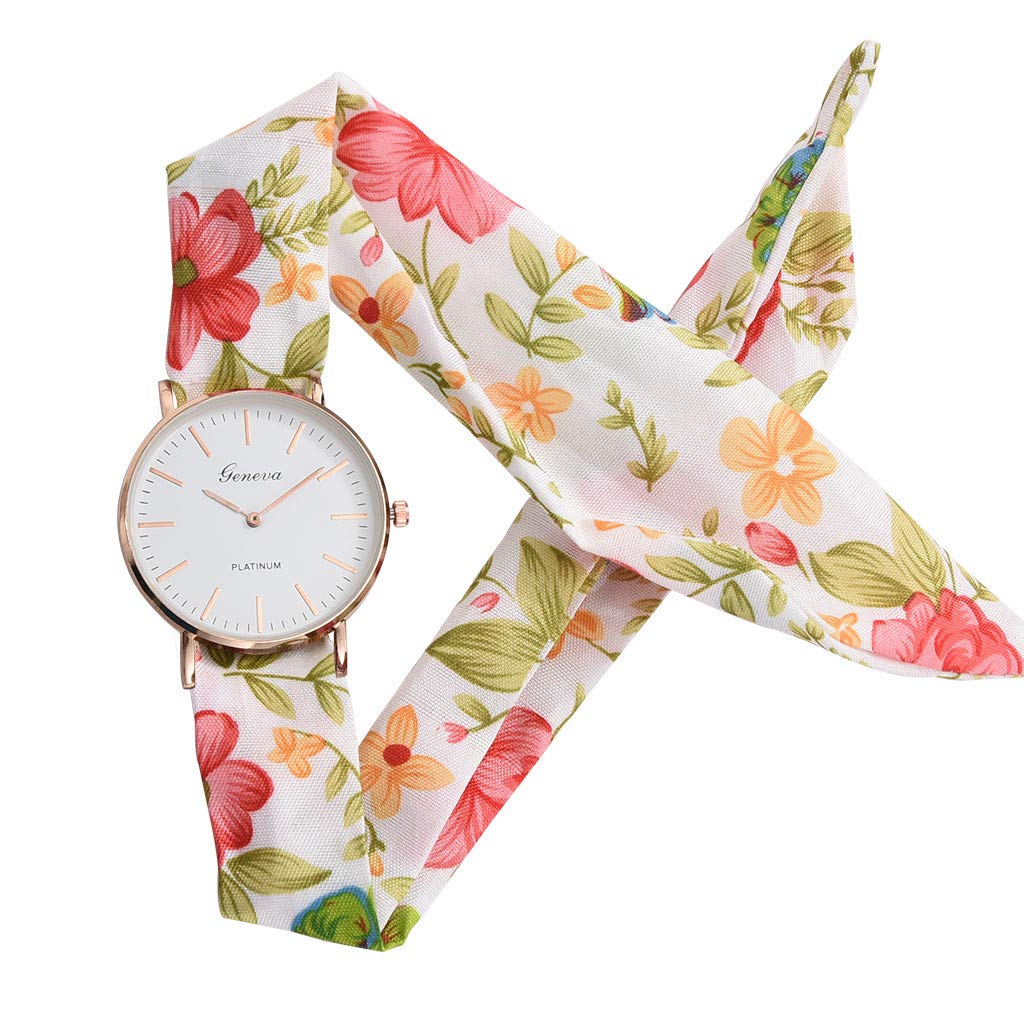 Stylish Floral Fabric Design Watch - Elegant Bracelet Watch for Women & Black Dress Watch for Men | Perfect for Casual Wear, Office & Special Occasions