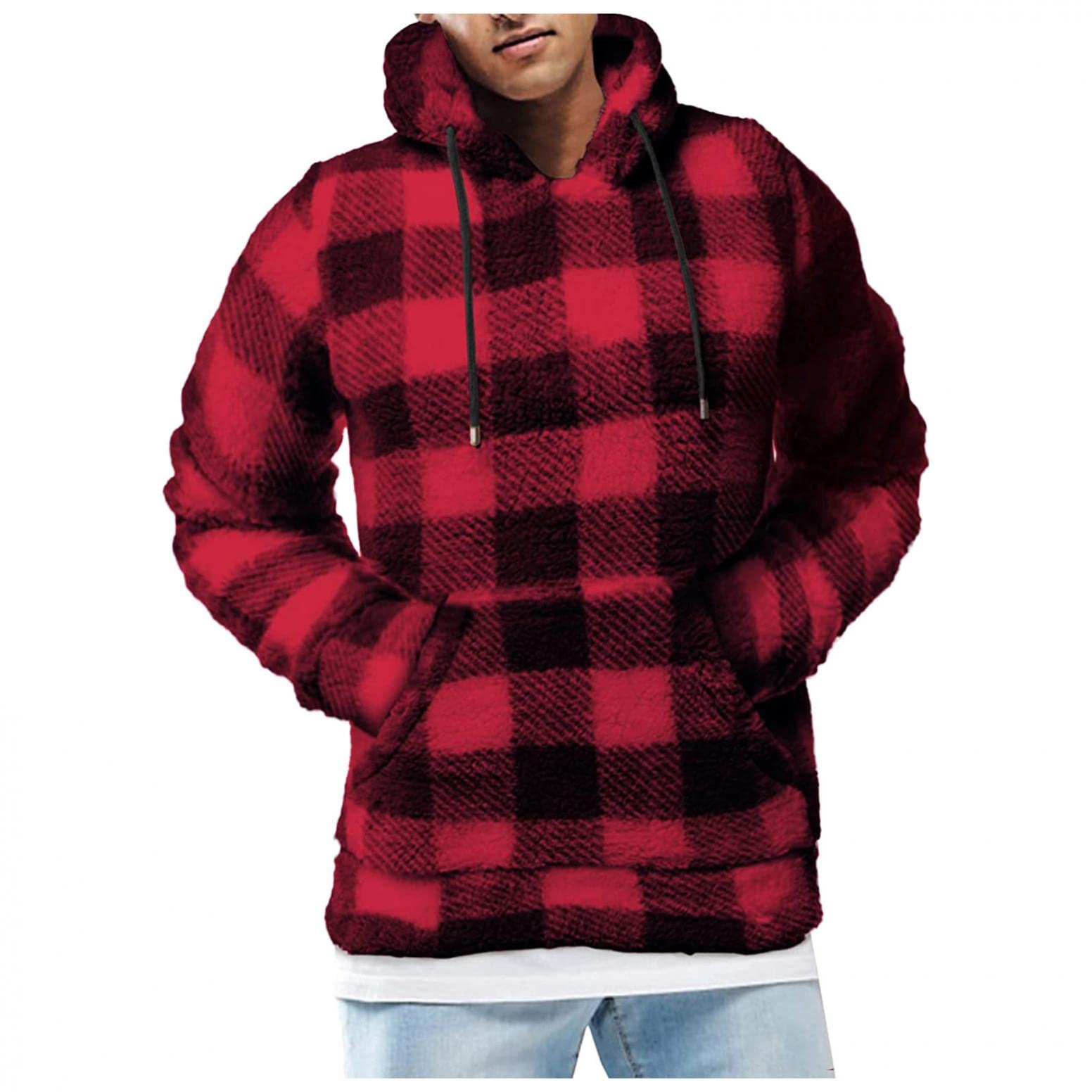 NOLDARES Men's Plush Fleece Hoodie with Kangaroo Pocket - Soft Warm Long Sleeve Pullover for Fall & Winter - Cozy Casual Wear for Lounge, Outdoor Activities and Street Fashion