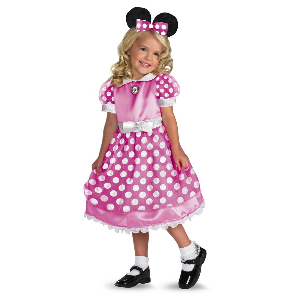 Disney Minnie Mouse Toddler Girls' Halloween Costume - Pink Polka Dot Dress with Bow Headband | Perfect for Halloween, Birthday Parties & Dress-Up Play