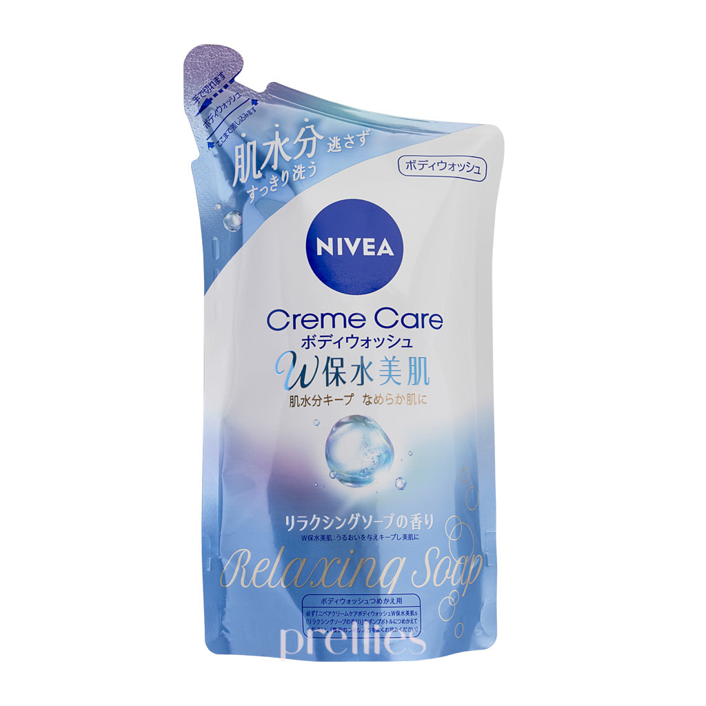 NIVEA Creme Care with Water Retention Body Wash Refill 350ml - Relaxing Soap Scent (Blue) | Hydrating Shower Gel for Dry Skin | Perfect for Daily Use & Spa-Like Relaxation at Home