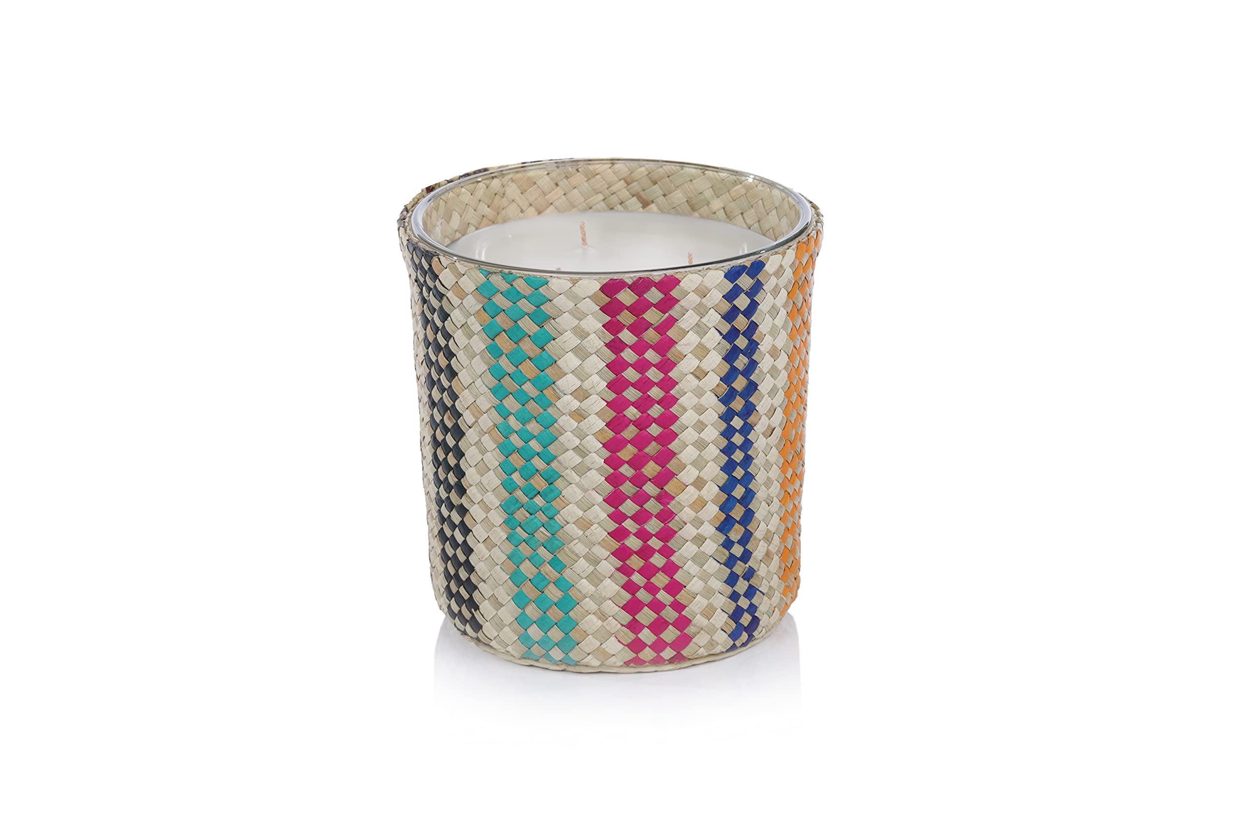 Zodax Rio De Janeiro - MIA Scented Jar Candle with Vertical Rainbow Design - 18.5 oz for Home Decor, Aromatherapy & Relaxation