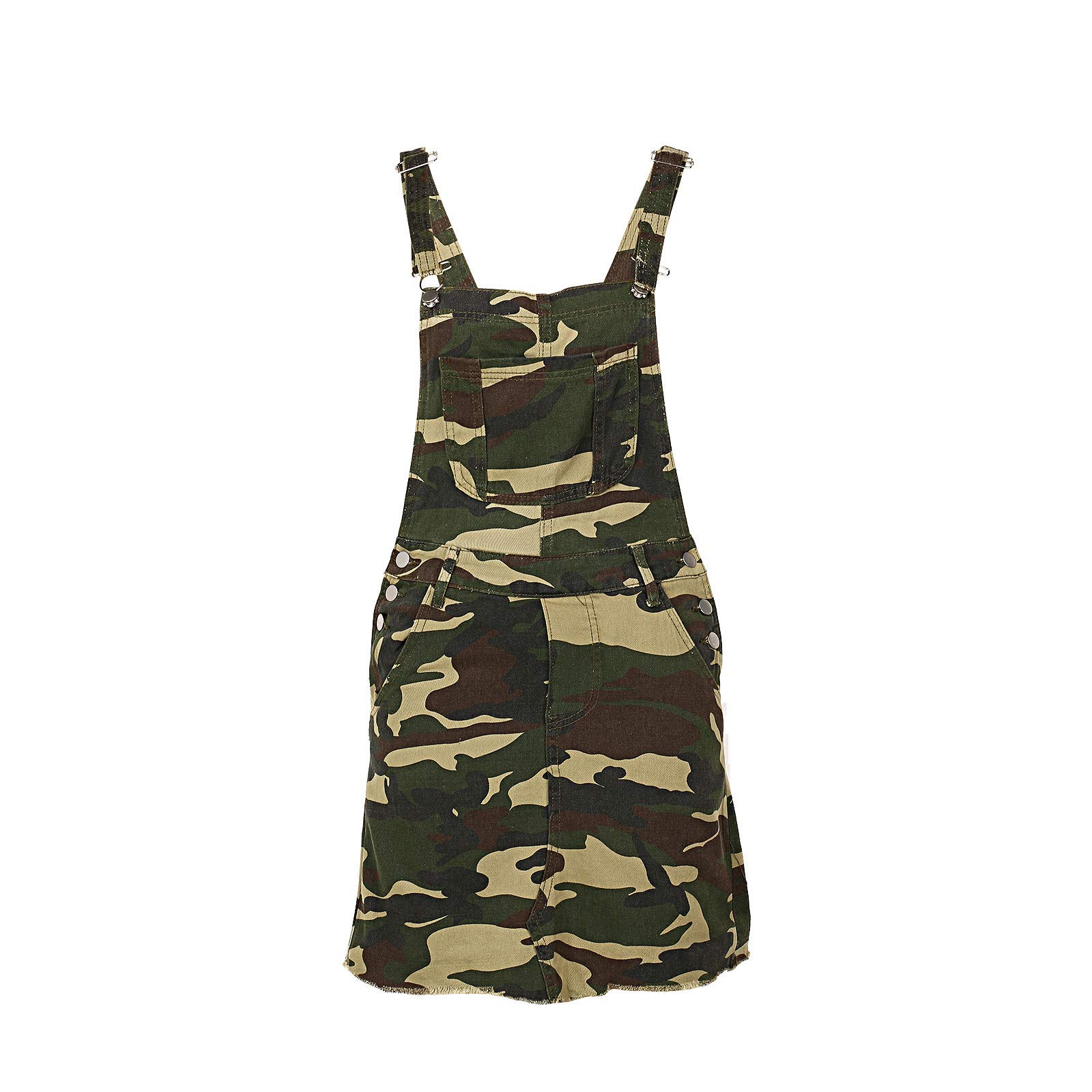 Women's Denim Overalls Dress with Adjustable Straps & Pockets - American Flag Print Jumpsuit for Streetwear Fashion | Casual Outfit for Summer, Festivals & Patriotic Events