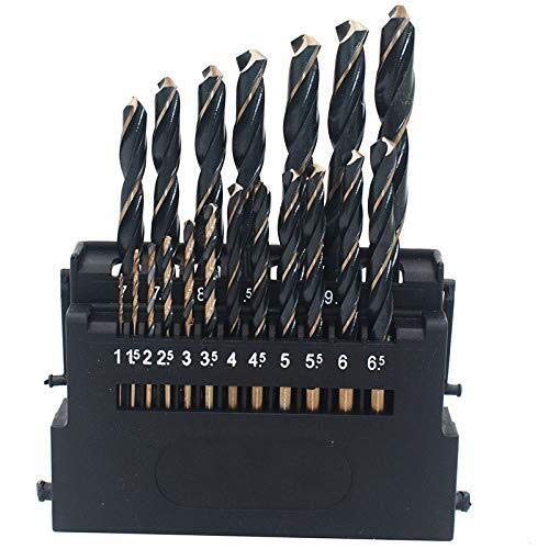 High-Speed Steel (HSS) 6542 Black Oxide Twist Drill Bit Set - 19 Piece Straight Shank Drill Bits for Stainless Steel, Mold Steel, Copper & Aluminum - Industrial Metal Cutting Tools for DIY, Woodworking & Metalworking Projects