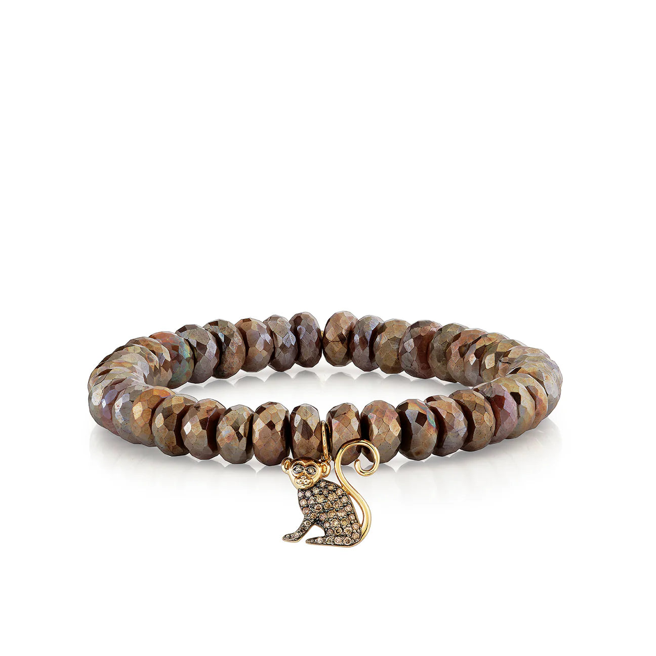 Sydney Evan Moonstone Beaded Bracelet with Diamond Monkey Charm - Elegant Jewelry Gift for Women, Fashion Accessory for Parties & Special Occasions
