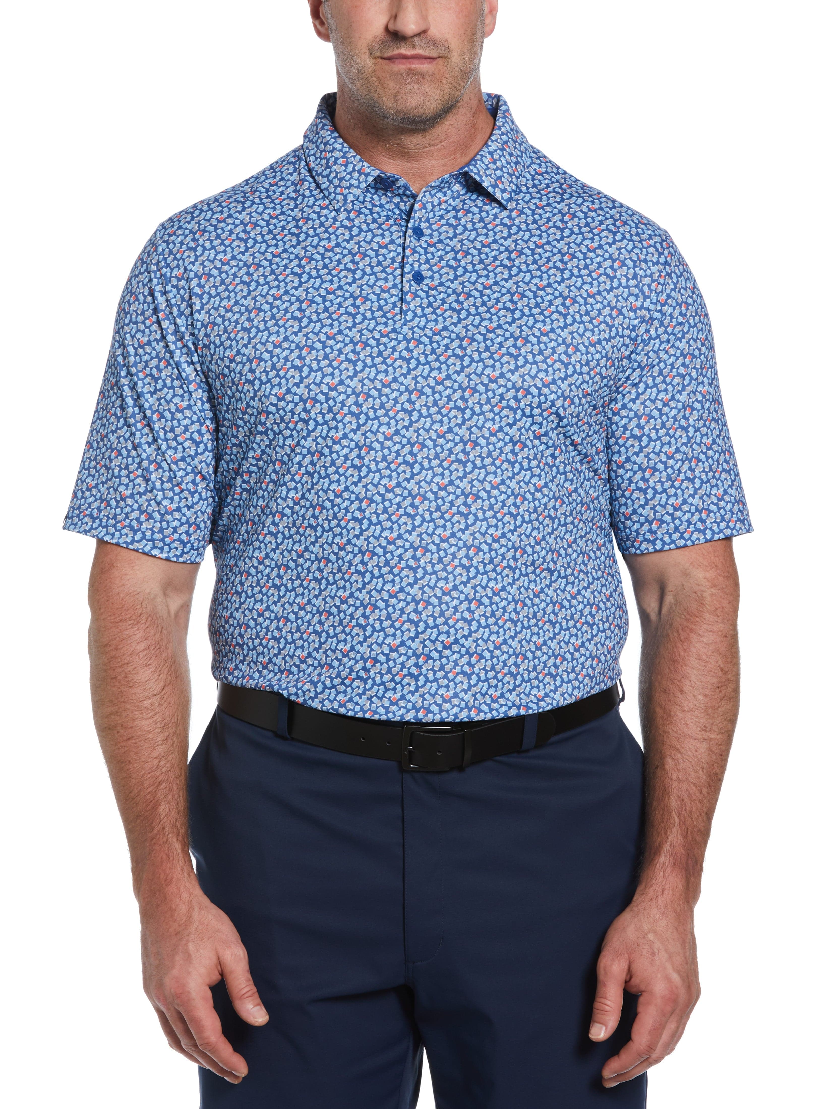 Big & Tall Polaroid Confetti Print Golf Polo Shirt for Men - Comfortable Stretch Fabric, Breathable & Moisture-Wicking - Perfect for Golf Outings, Casual Wear & Summer Events