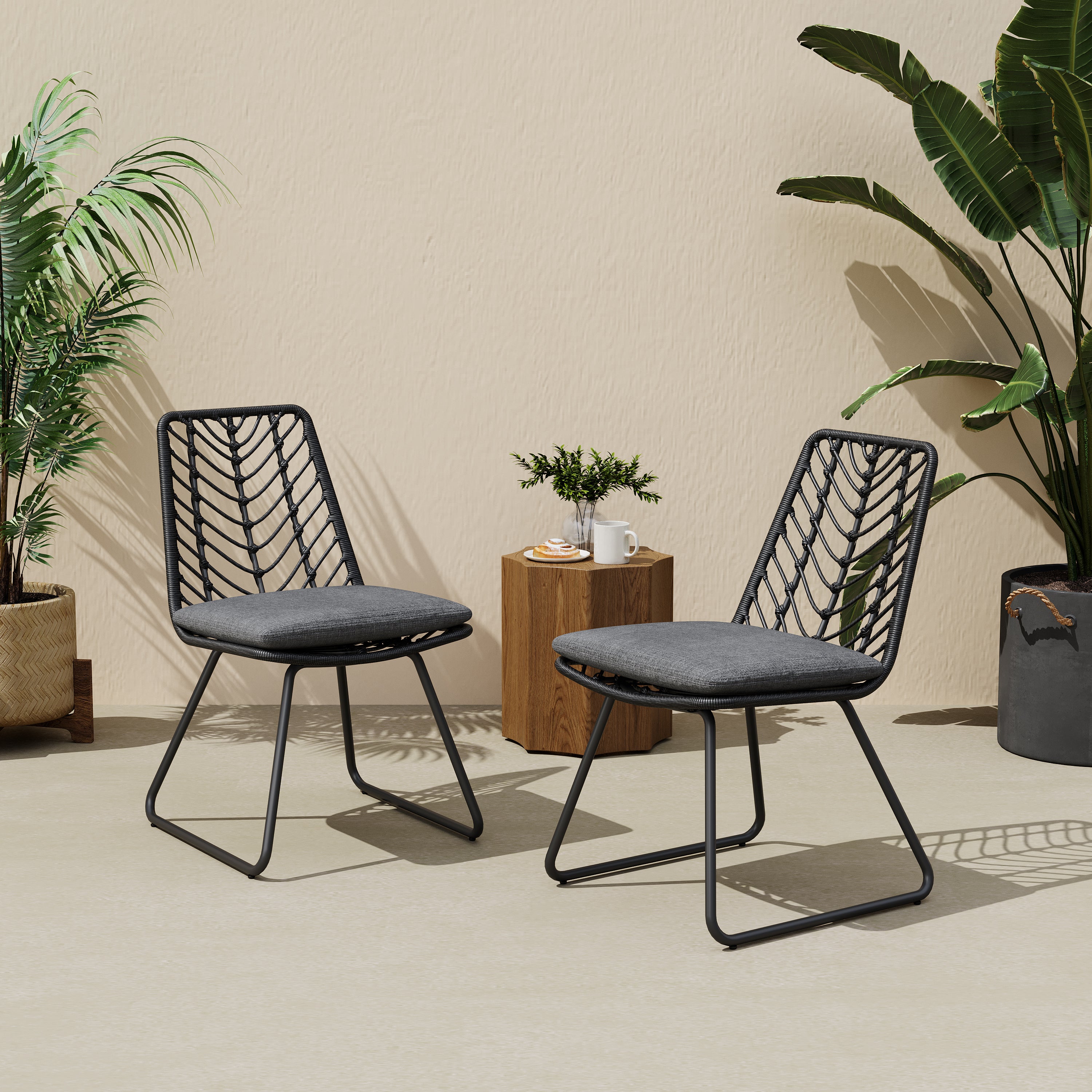 DEJA CHAIR Set of 2 with Cushions - Modern Gray Accent Chairs for Living Room, Bedroom, or Office - Comfortable Lounge Seating for Home Decor