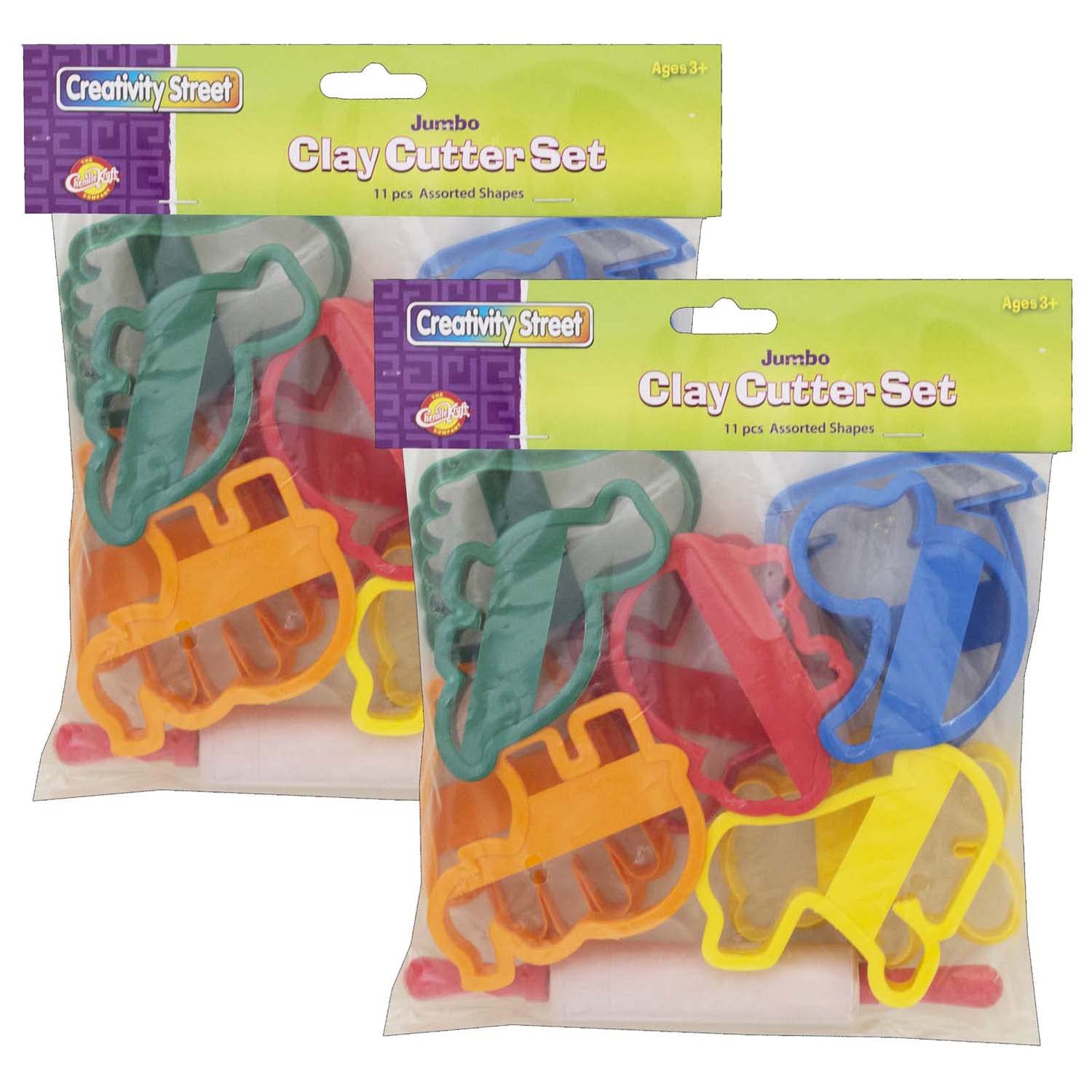 Creativity Street Jumbo Dough & Clay Cutter Set with Rolling Pin - 40 Pieces (2 Sets), Assorted 4