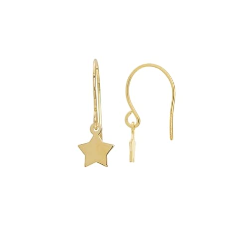 14K Yellow Gold Dangle Star French Wire Earrings for Women - Elegant & Hypoallergenic Jewelry Gift for Birthday, Anniversary & Special Occasions - Perfect for Parties, Date Nights & Everyday Wear