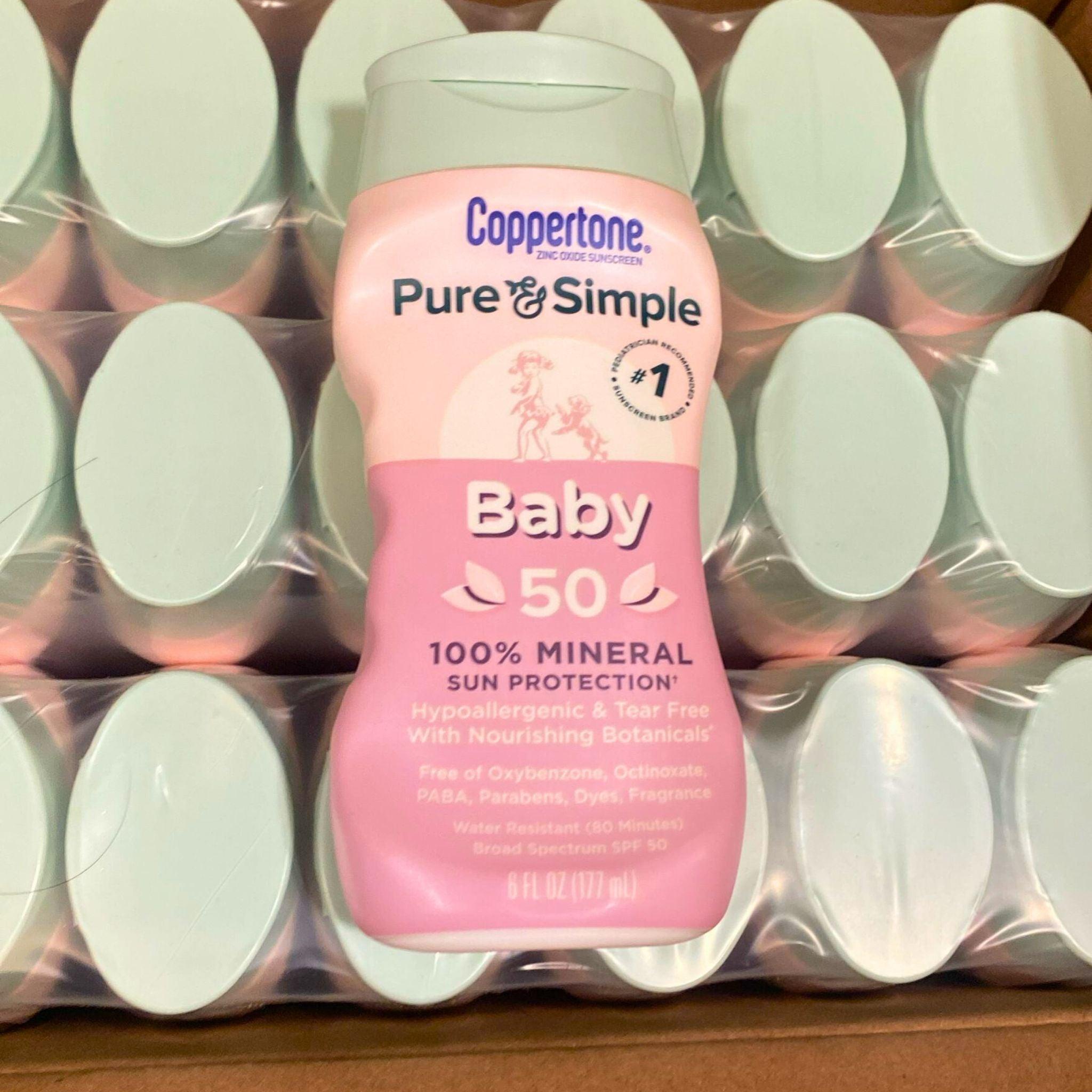 Coppertone Zinc Oxide Sunscreen Pure & Simple Baby SPF 50 6OZ (Pack of 66) - Gentle Mineral Sun Protection for Infants & Toddlers, Water-Resistant, Hypoallergenic for Beach, Pool & Outdoor Activities