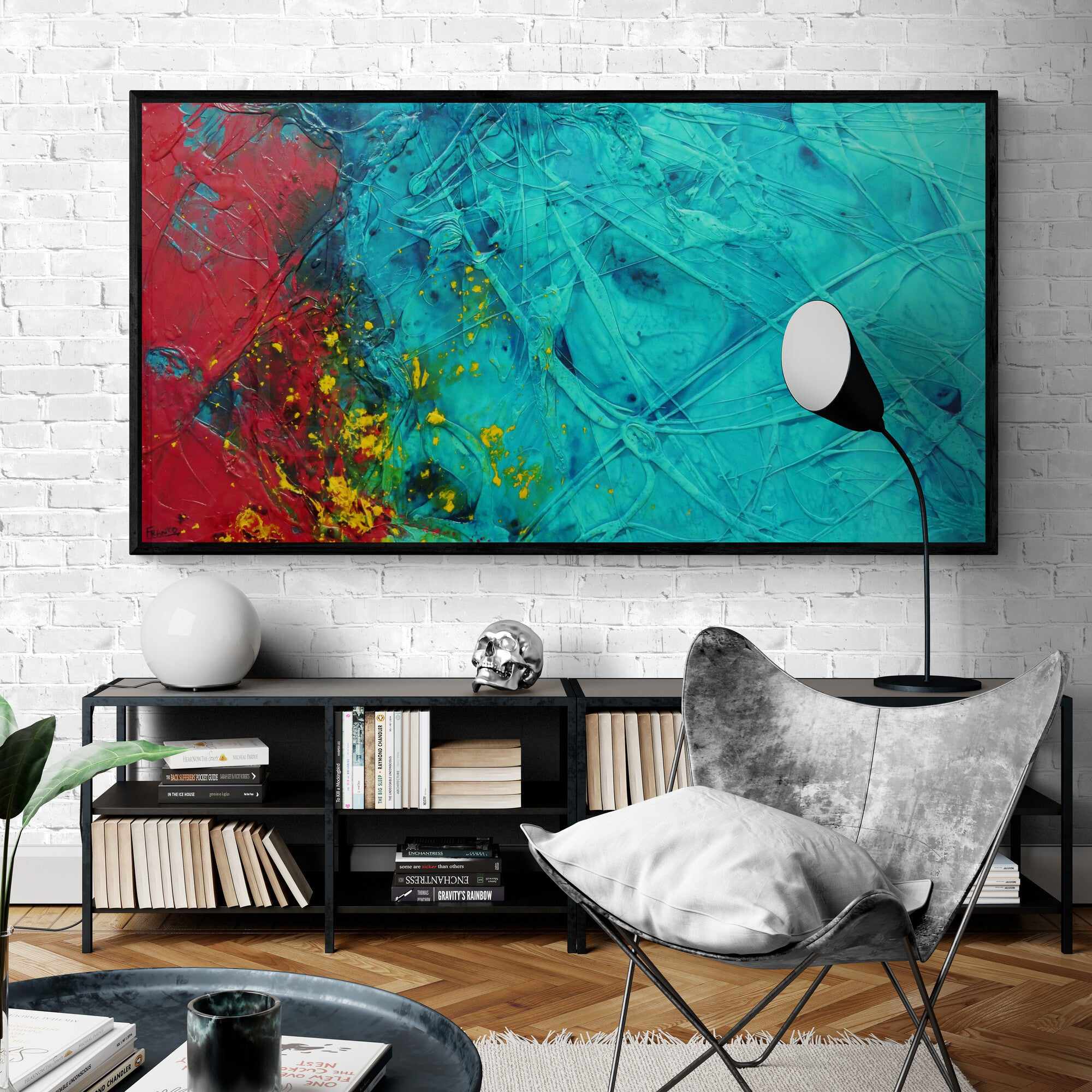 Jade Red Dragon 190cm x 100cm Abstract Textured Canvas Painting - Modern Wall Art for Living Room, Bedroom & Office Decor
