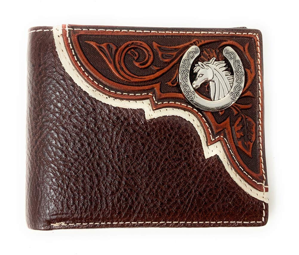 Premium Genuine Leather Tooled Men's Bifold Wallet - Handcrafted Cowboy Style Short Wallet for Men | Perfect for Everyday Carry, Western Fashion & Gift Giving