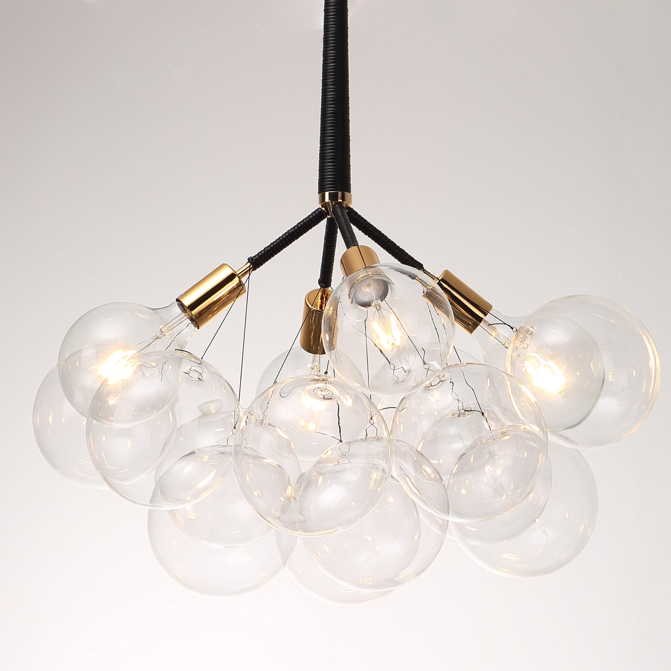 Modern Glass Globe Chandelier - Bubble Ball Pendant Light Fixture with 4 Lights for Bedroom, Living Room, Dining Room & Entrance | Elegant Ceiling Lighting for Home Decor & Interior Design