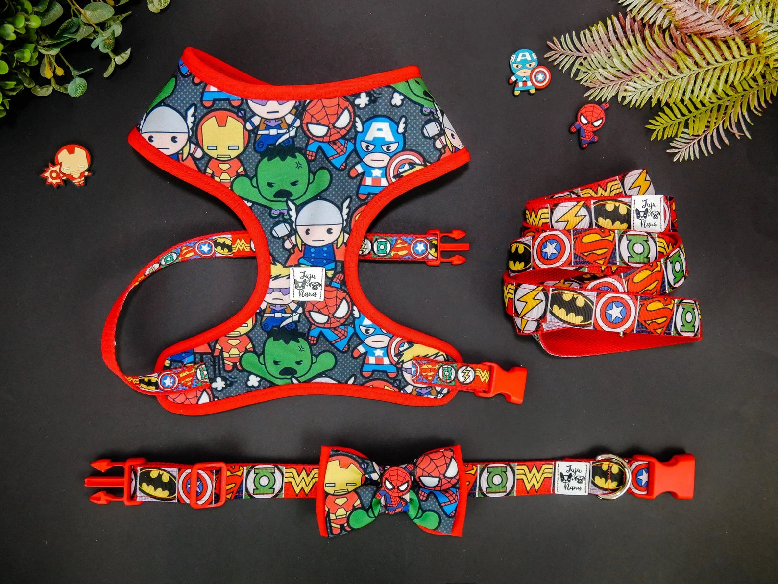 Kawaii Heroes Dog Harness Set - Adjustable Pet Vest for Small & Medium Dogs - Perfect for Walking, Training & Outdoor Adventures