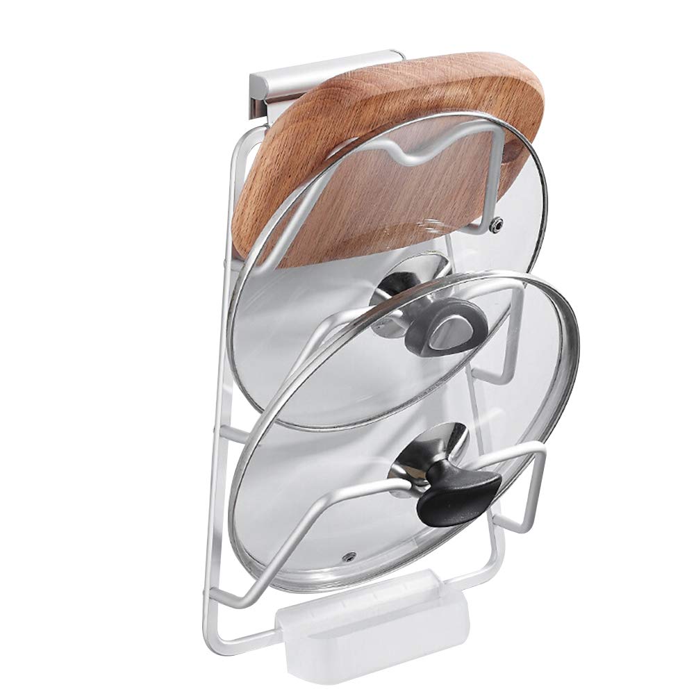UPKOCH 3-Slot Wall Mount Pot Lid Holder - Space-Saving Cabinet Door Organizer for Kitchen Storage | Perfect for Small Kitchens & RV Cooking