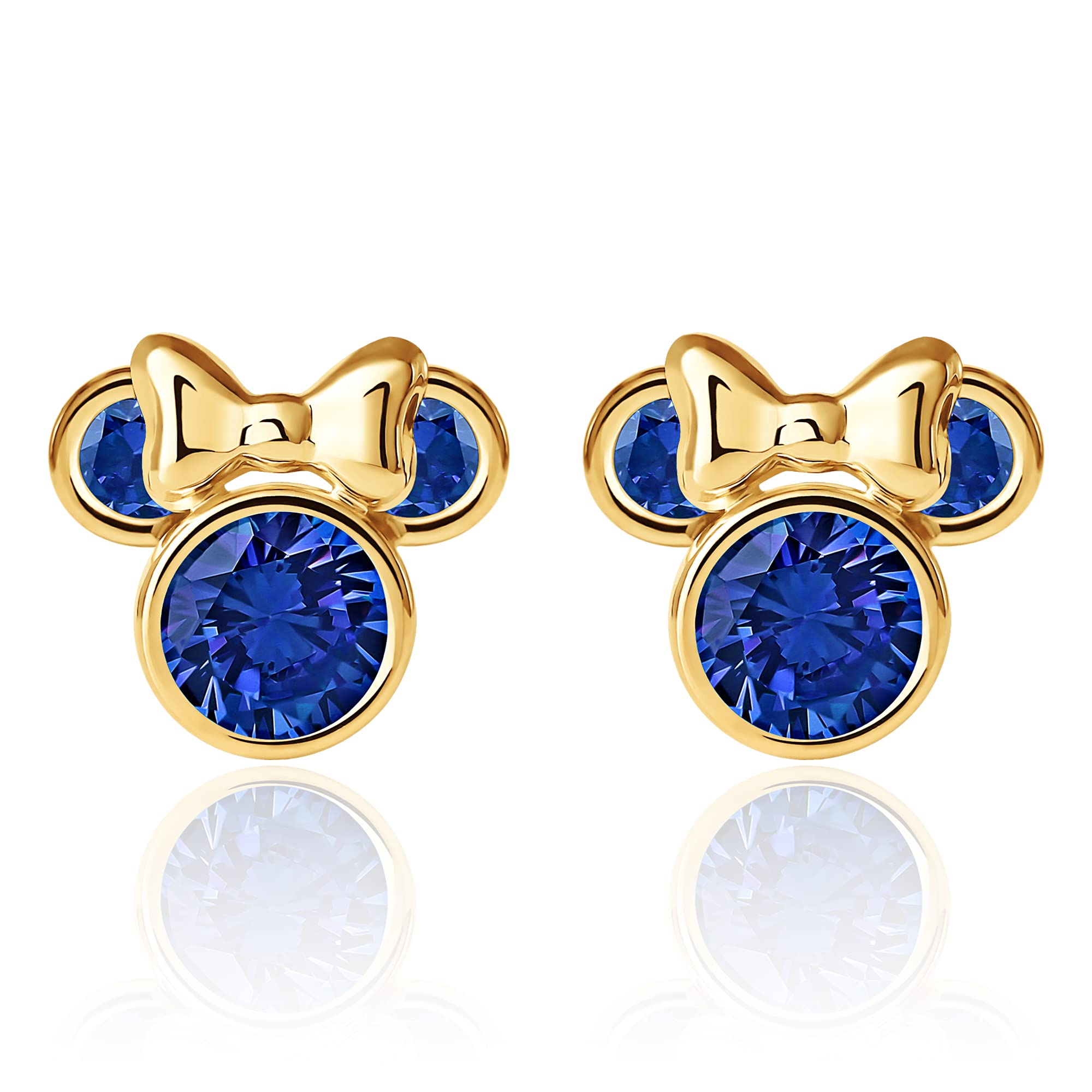 Disney Minnie Mouse Birthstone Stud Earrings for Women - 10K Gold Disney Jewelry Gift - Perfect for Birthdays, Anniversaries & Disney Fans