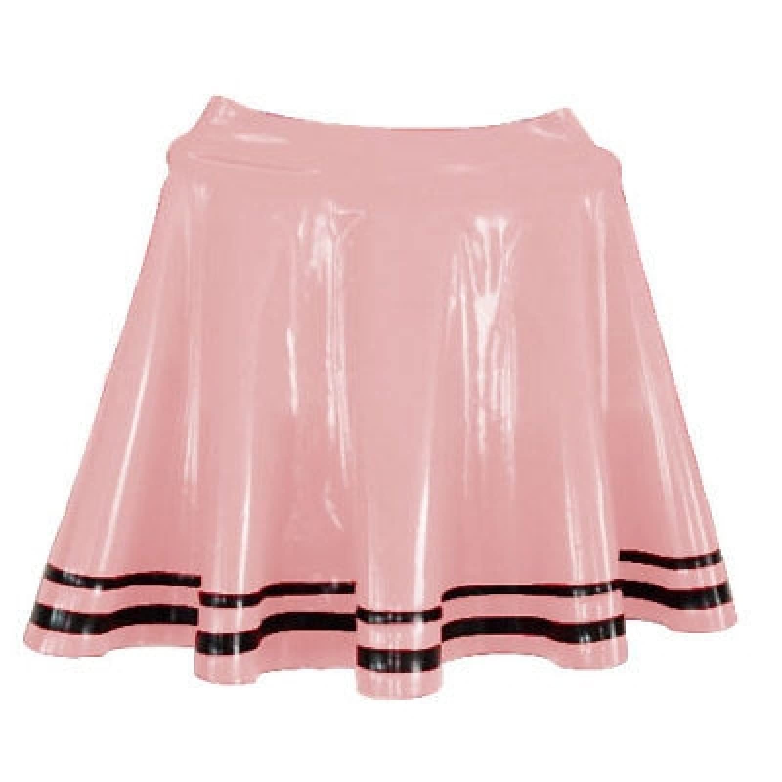 Sexy Latex Mini Skirt for Women - Fluffy Pink & Black Faux Leather Skirt - Perfect for Cosplay, Nightclub, and Party Outfits