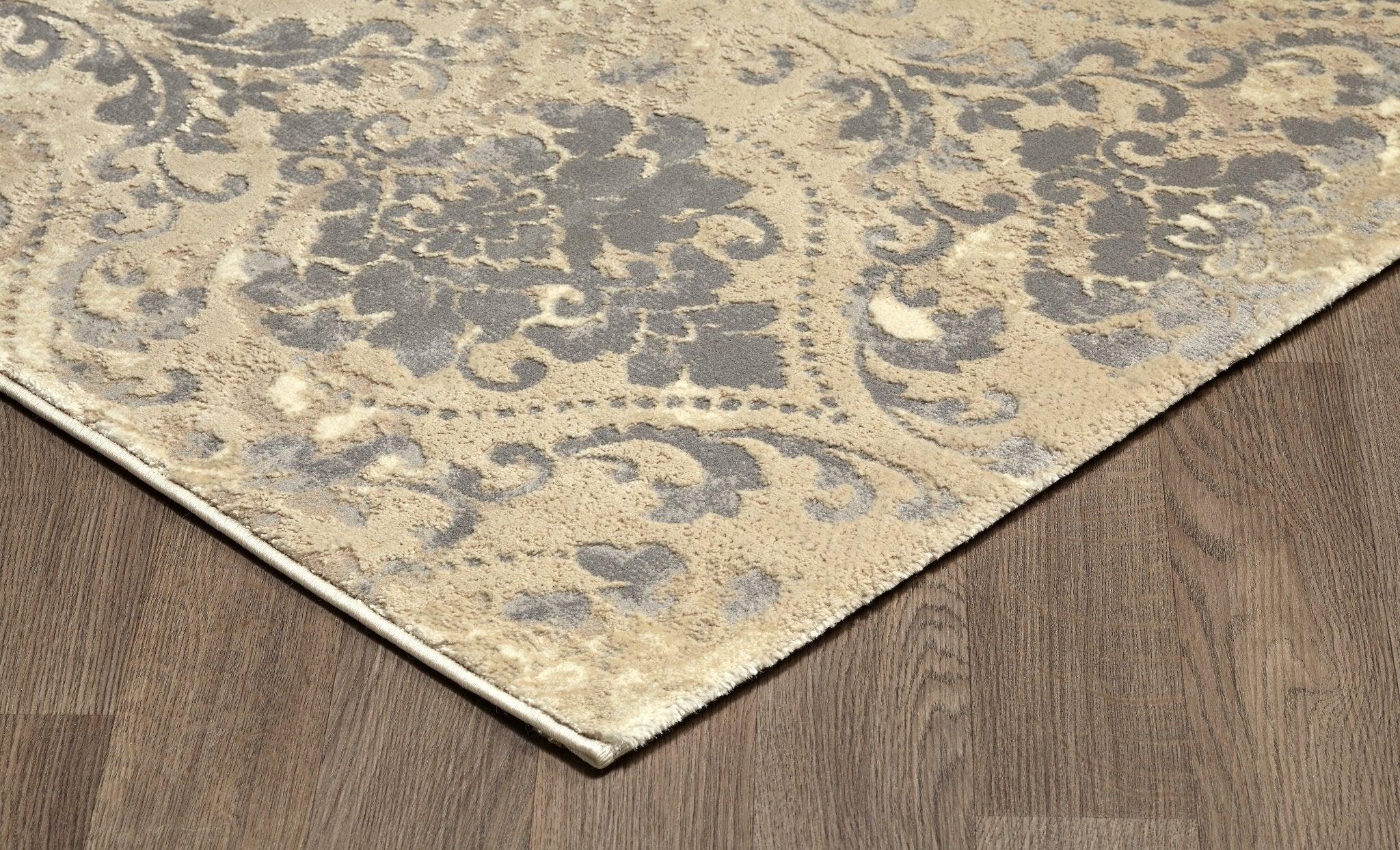Beige & Dark Grey Textured Traditional Area Rug - Perfect for Living Room, Bedroom & Home Decor