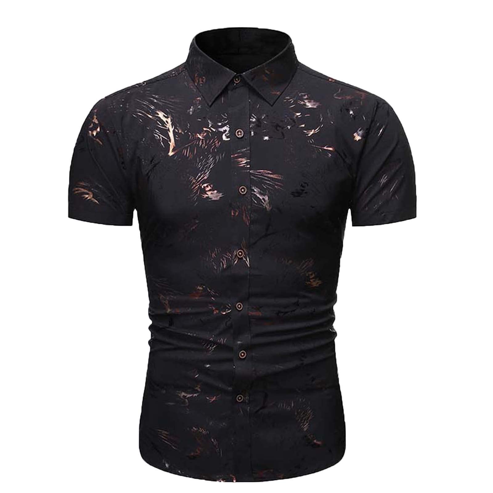 Men's Slim Fit Short Sleeve Button Down Shirt - Casual & Business Printed Dress Shirts for Office, Party & Summer Outfits | Breathable & Stylish Workwear Essential