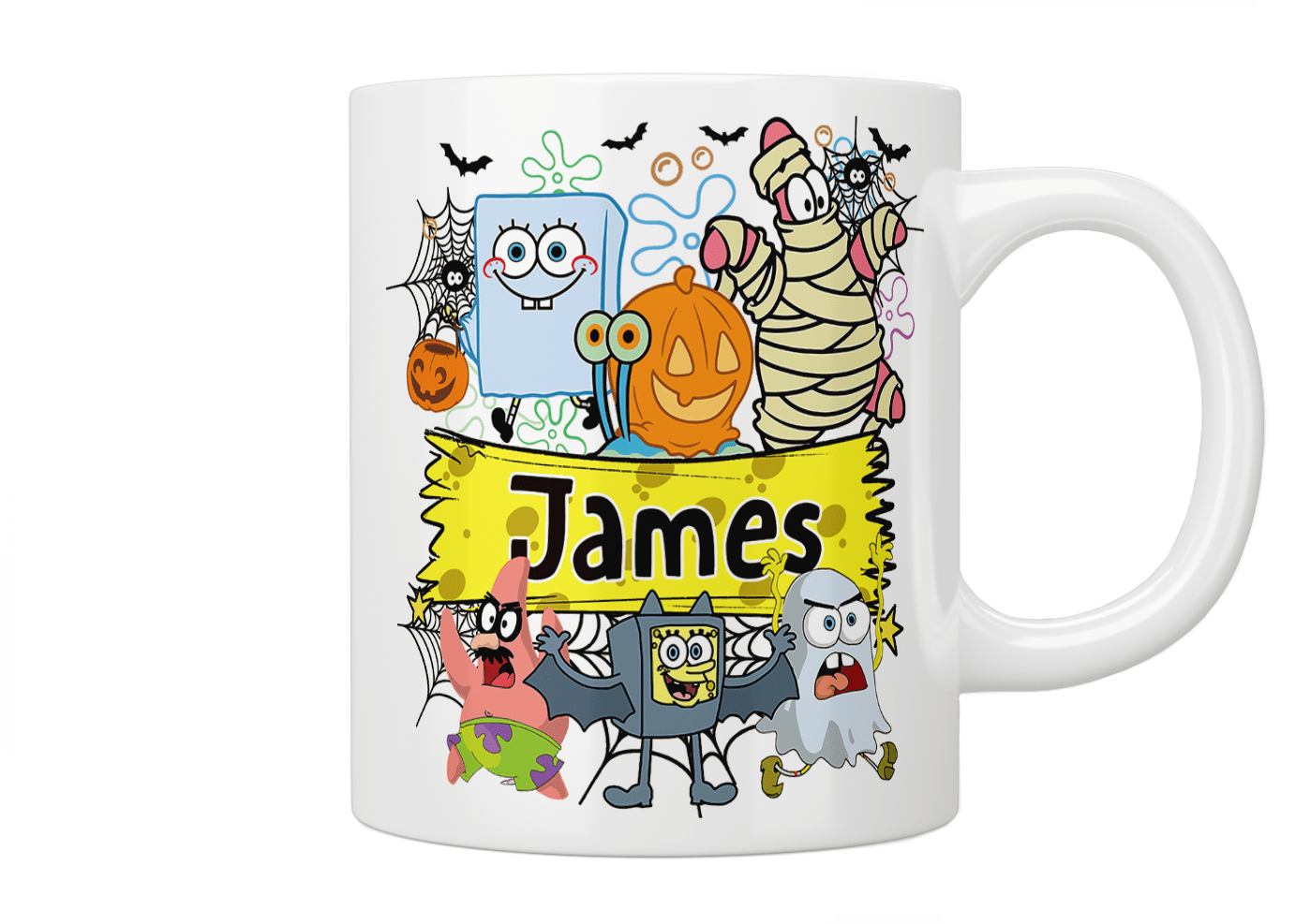Personalized SpongeBob SquarePants Halloween Coffee Mug - Funny Cartoon Gift for Kids & Adults - Perfect for Trick or Treat, Office Desk & Holiday Parties