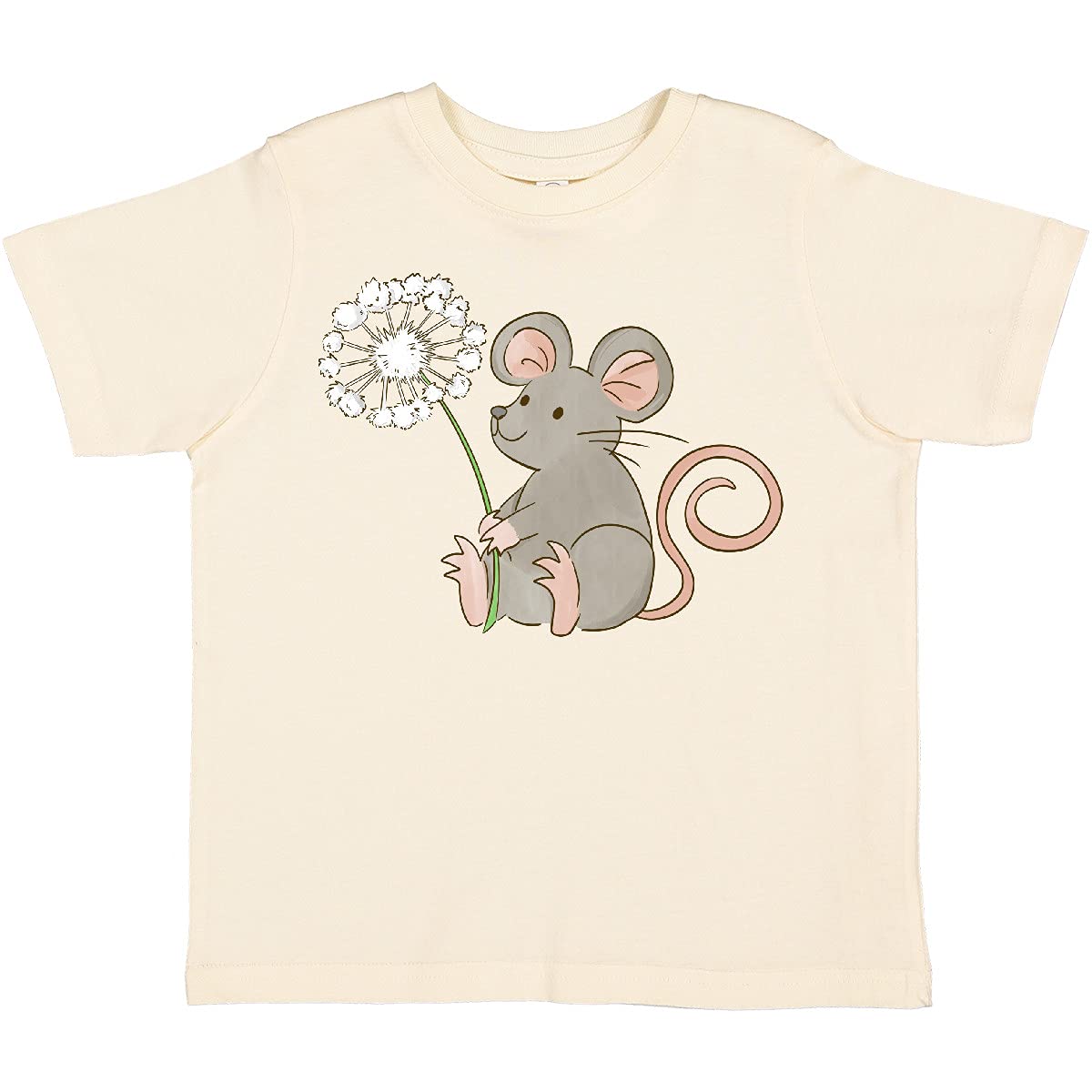 Inktastic Dandelion Mouse Toddler T-Shirt - Cute Cartoon Animal Graphic Tee for Baby Boys & Girls - Soft Cotton Kids Shirt for Playdates, Daycare & Family Photos