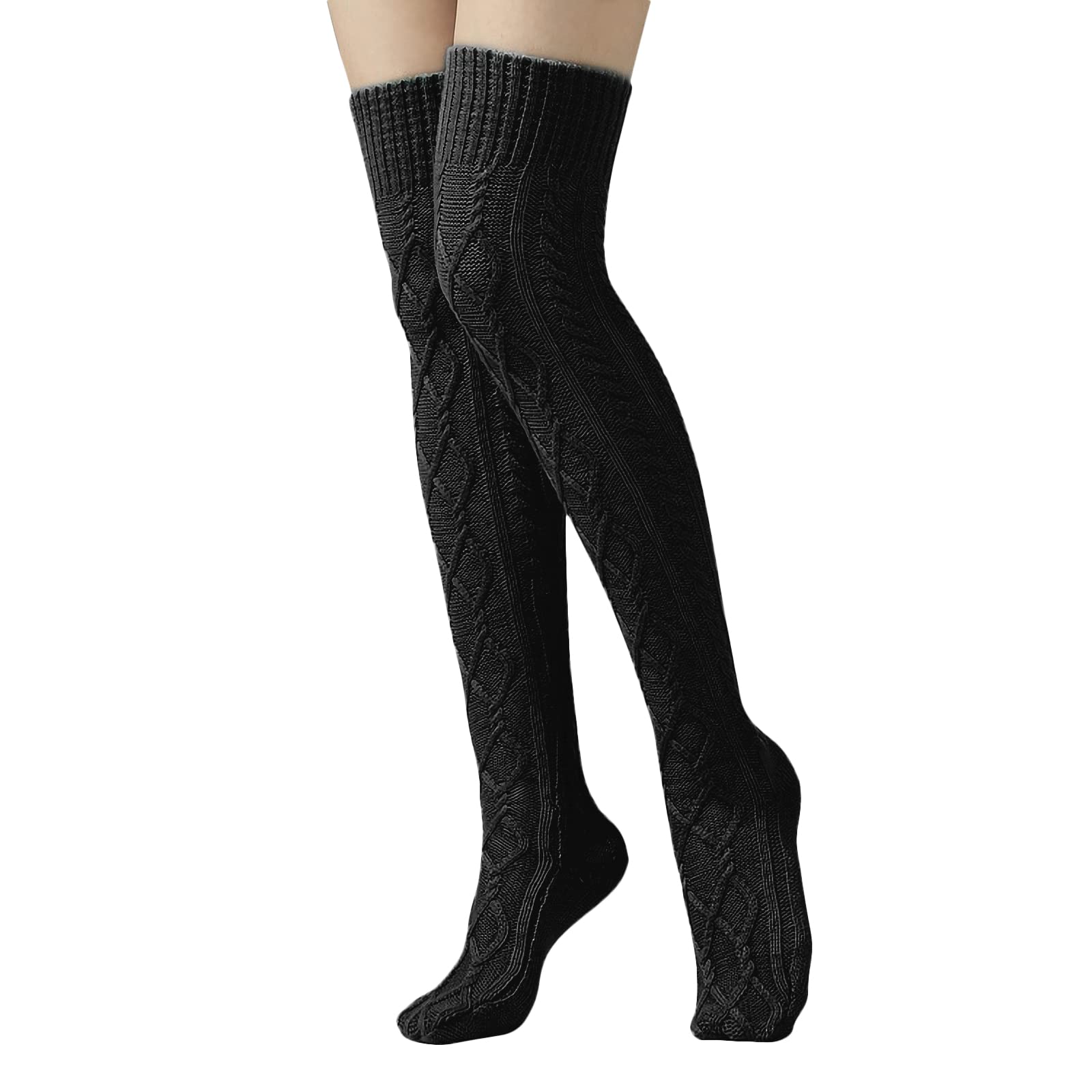 1 Pair Women's Knee-High Socks - Super Stretchy Knitted Over The Knee Thigh High Socks - Warm Winter Stockings for Women - Perfect for Cold Weather, Boots & Layering Outfits
