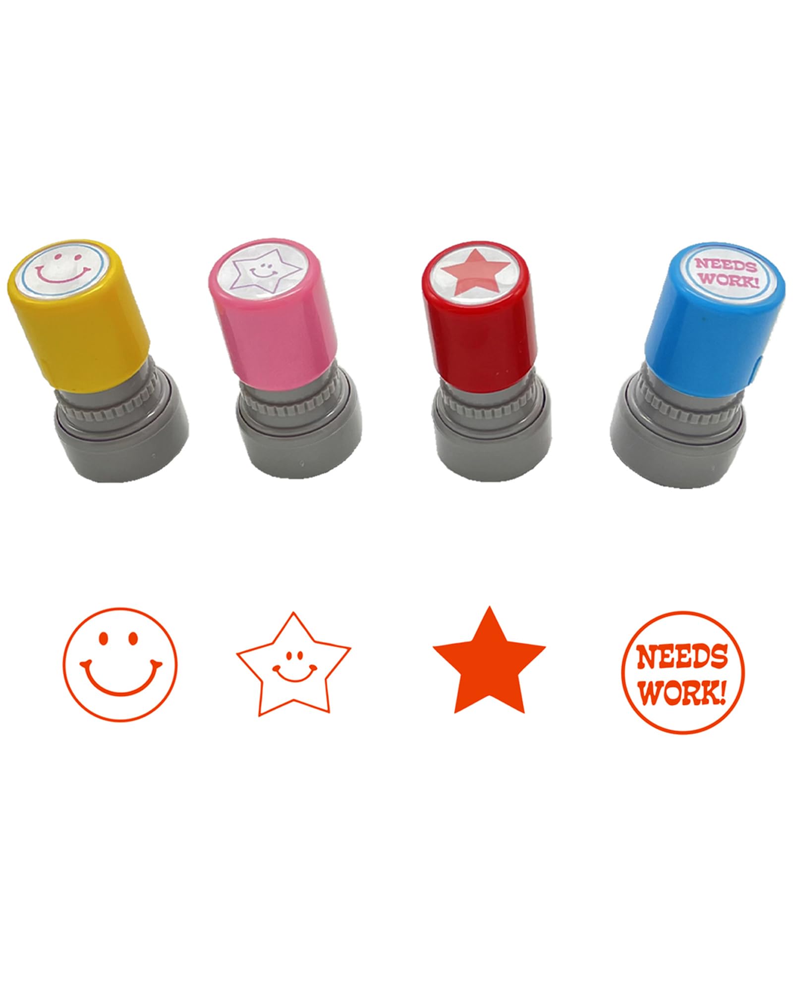 4-Pack Self-Inking Teacher Stamps - BOYIDEW Pre-Inked Rubber Grading Stamps with Star Design for Classroom, Homework & Student Assessment (Great for Teachers, Parents & Homeschooling)