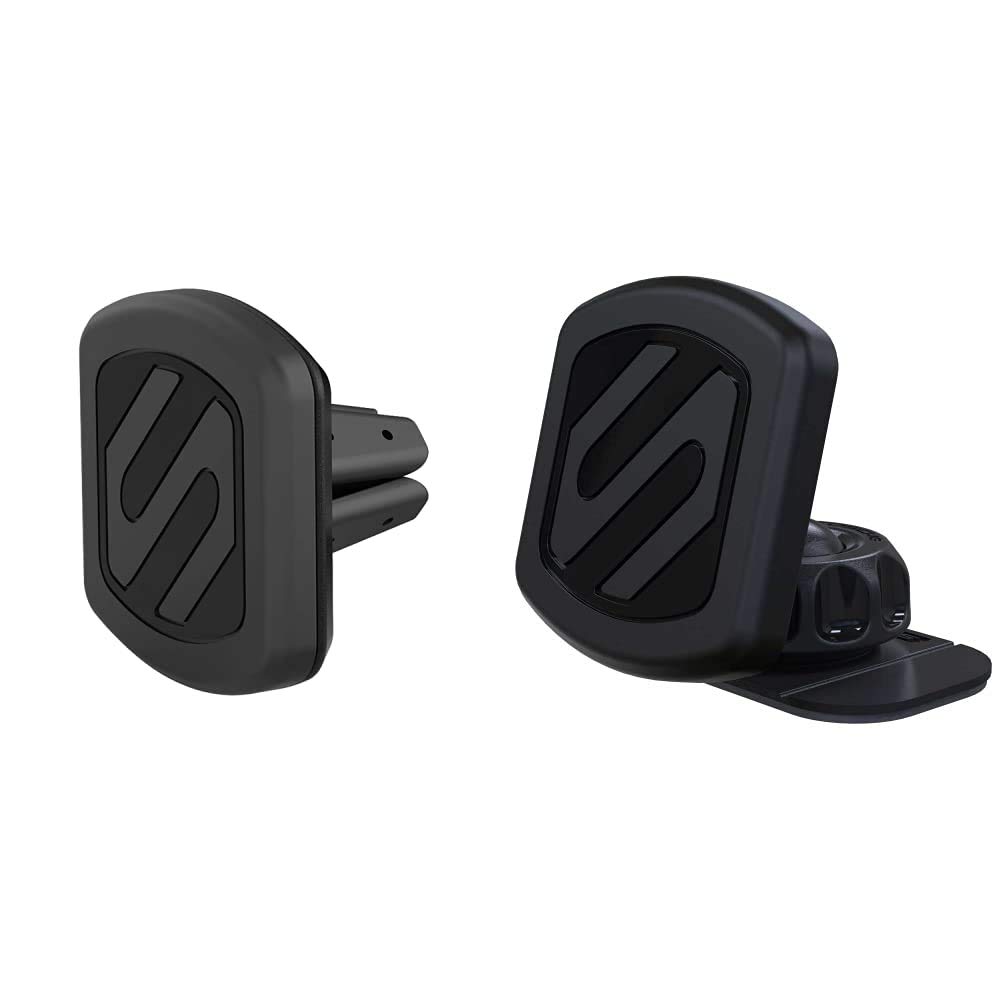 Scosche MAGVM2 MagicMount Magnetic Vent Phone Holder for Car - Black | MAGDMB MagicMount 360° Adjustable Dashboard Phone Mount | Universal Compatibility with All Smartphones | Perfect for Hands-Free Navigation, Music Control & Safe Driving