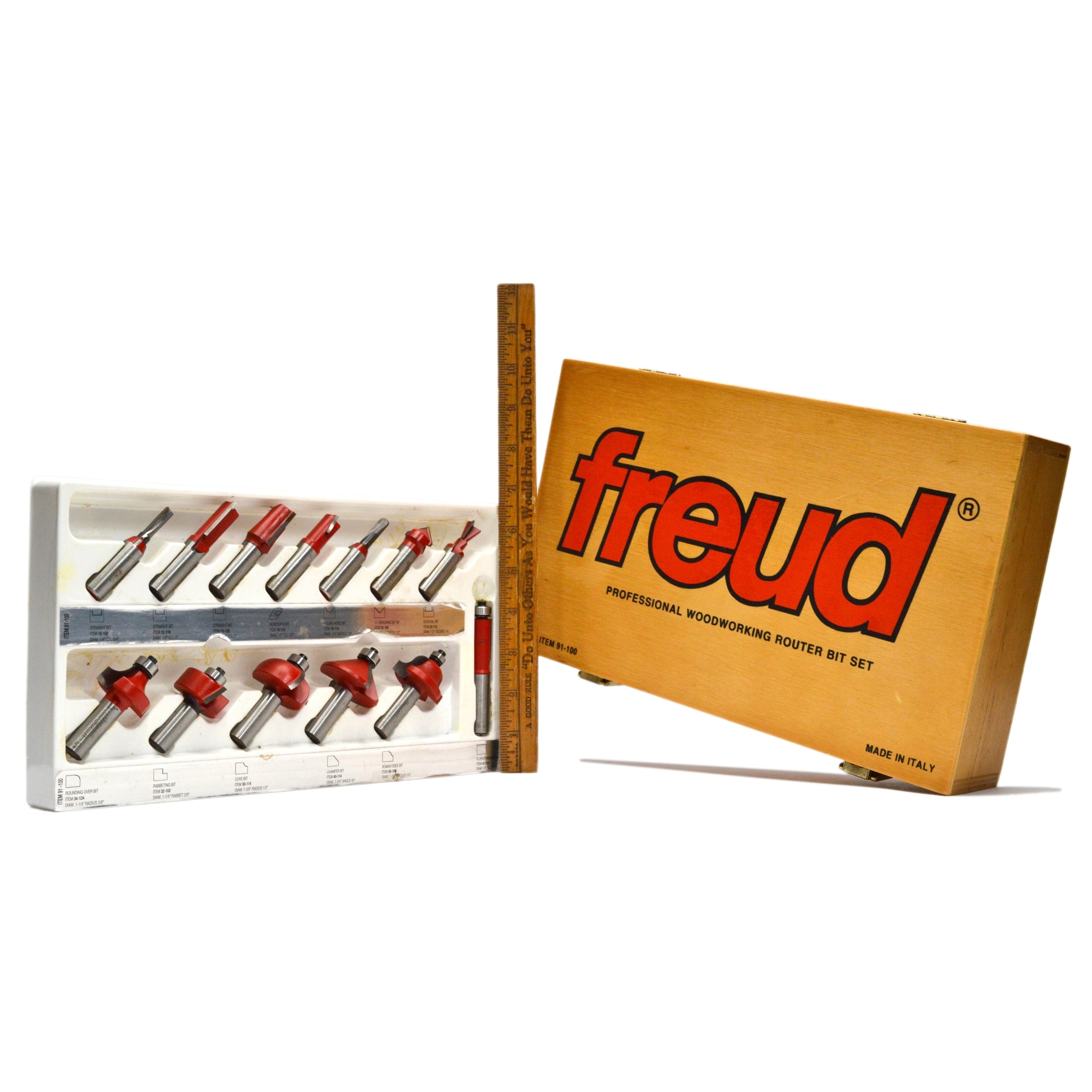 FREUD Premium Woodworking Router Bit Set #91-100 with 13 Specialty Bits & Storage Box – Perfect for DIY Projects, Cabinet Making, and Professional Woodworking