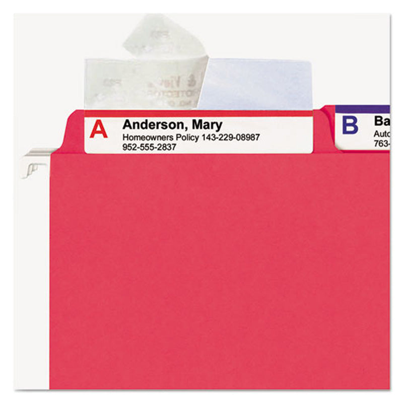 Clear File Folder Label Protectors - 100 Pack Waterproof Seal & View Document Sleeves for Office, School, and Home Organization