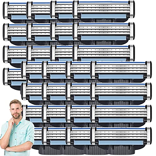 Premium Stainless Steel Razor Blade Refills for Gillette Men's Razors - Dual Lubrication for Smooth Shaving - Precision Cut Blades for Sensitive Skin - Perfect for Travel, Daily Shaving & Gift Giving