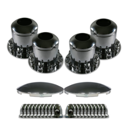 Chrome Axle Cover Kit 285mm PCD Hubo (3-Piece) - Premium Wheel Hub Covers for Trucks & SUVs, Enhances Vehicle Appearance & Protects Wheel Hubs